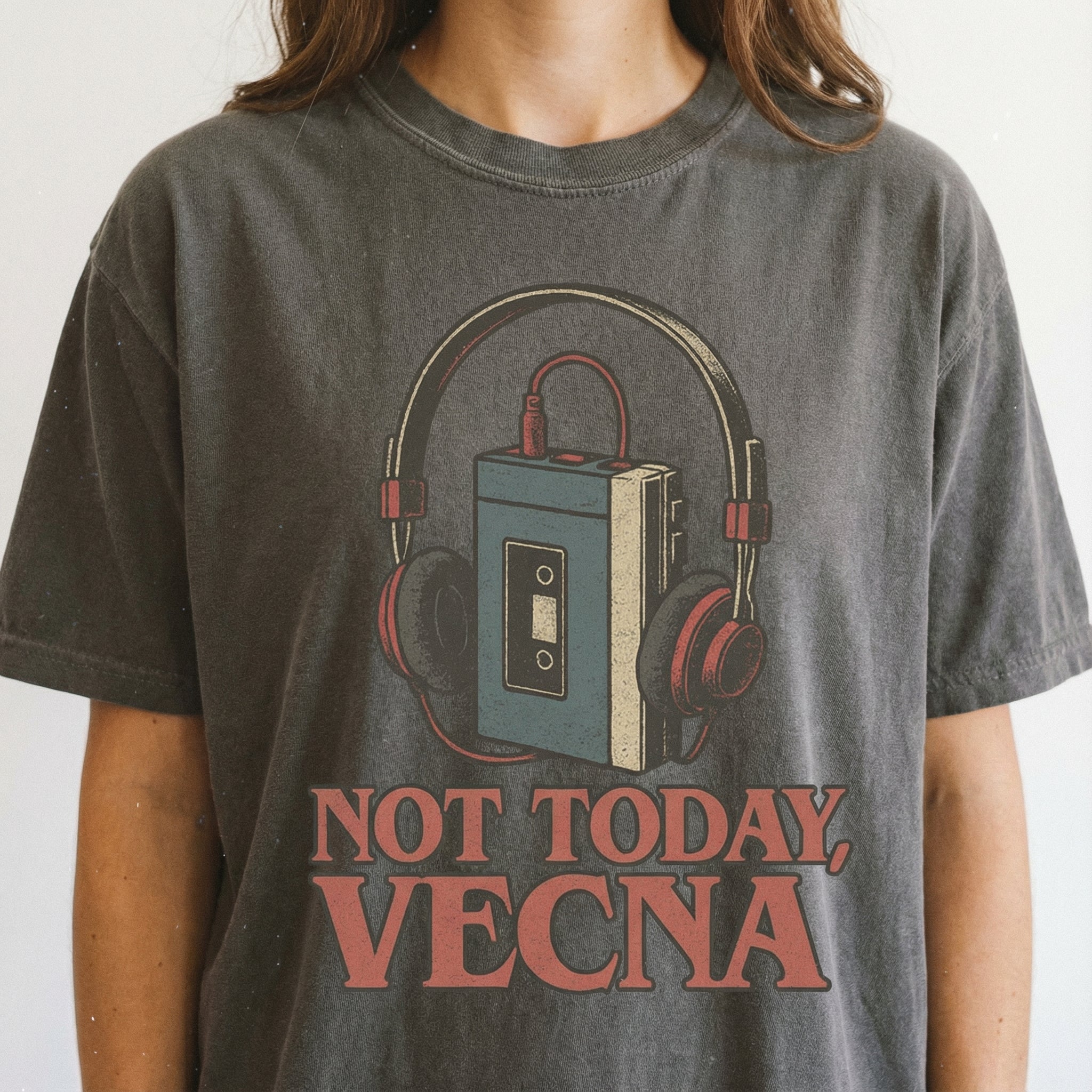 Not Today Retro Cassette Tape T-Shirt – Sci-Fi Inspired Headphones Graphic Tee – Vintage 80s Music Fan Shirt