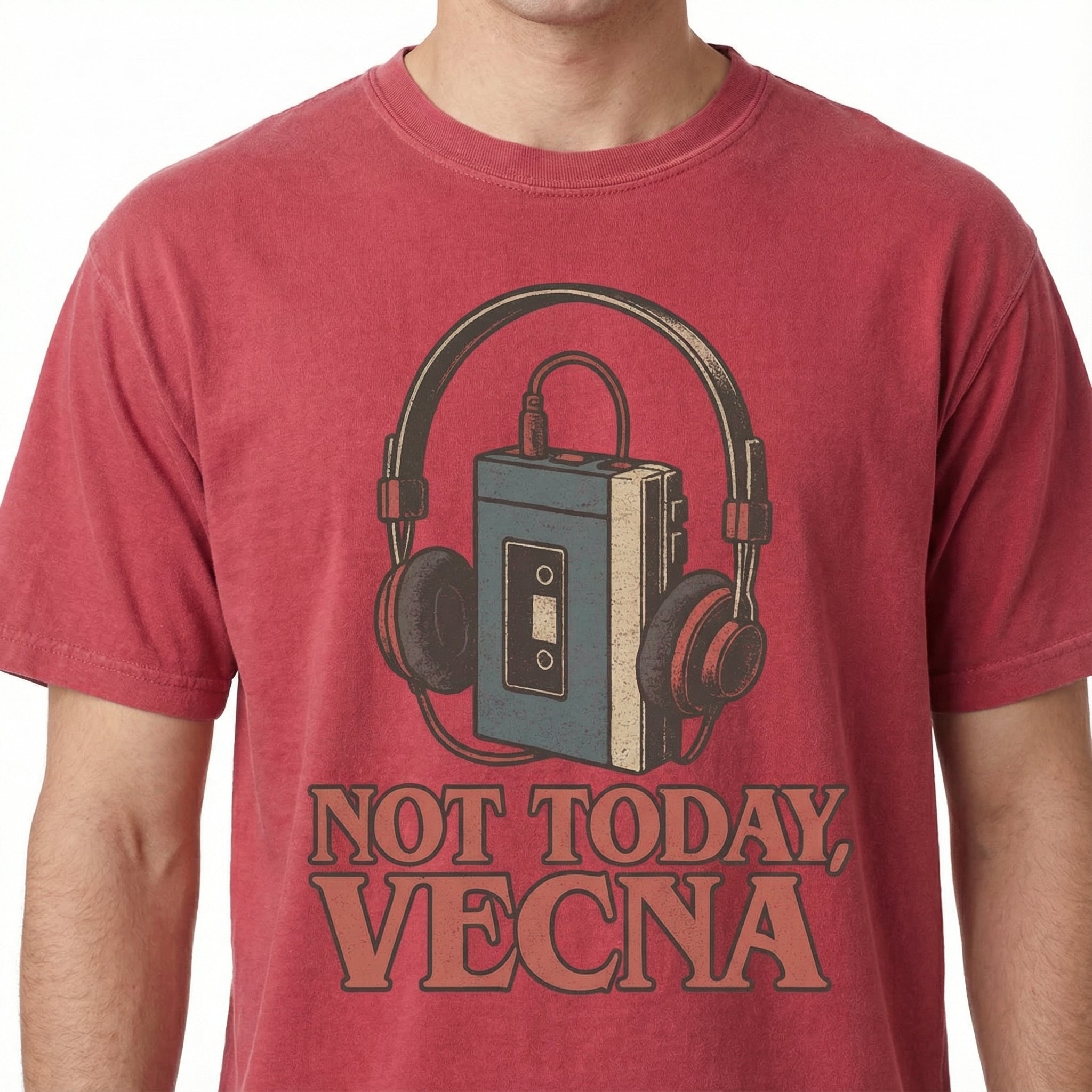 Not Today Retro Cassette Tape T-Shirt – Sci-Fi Inspired Headphones Graphic Tee – Vintage 80s Music Fan Shirt