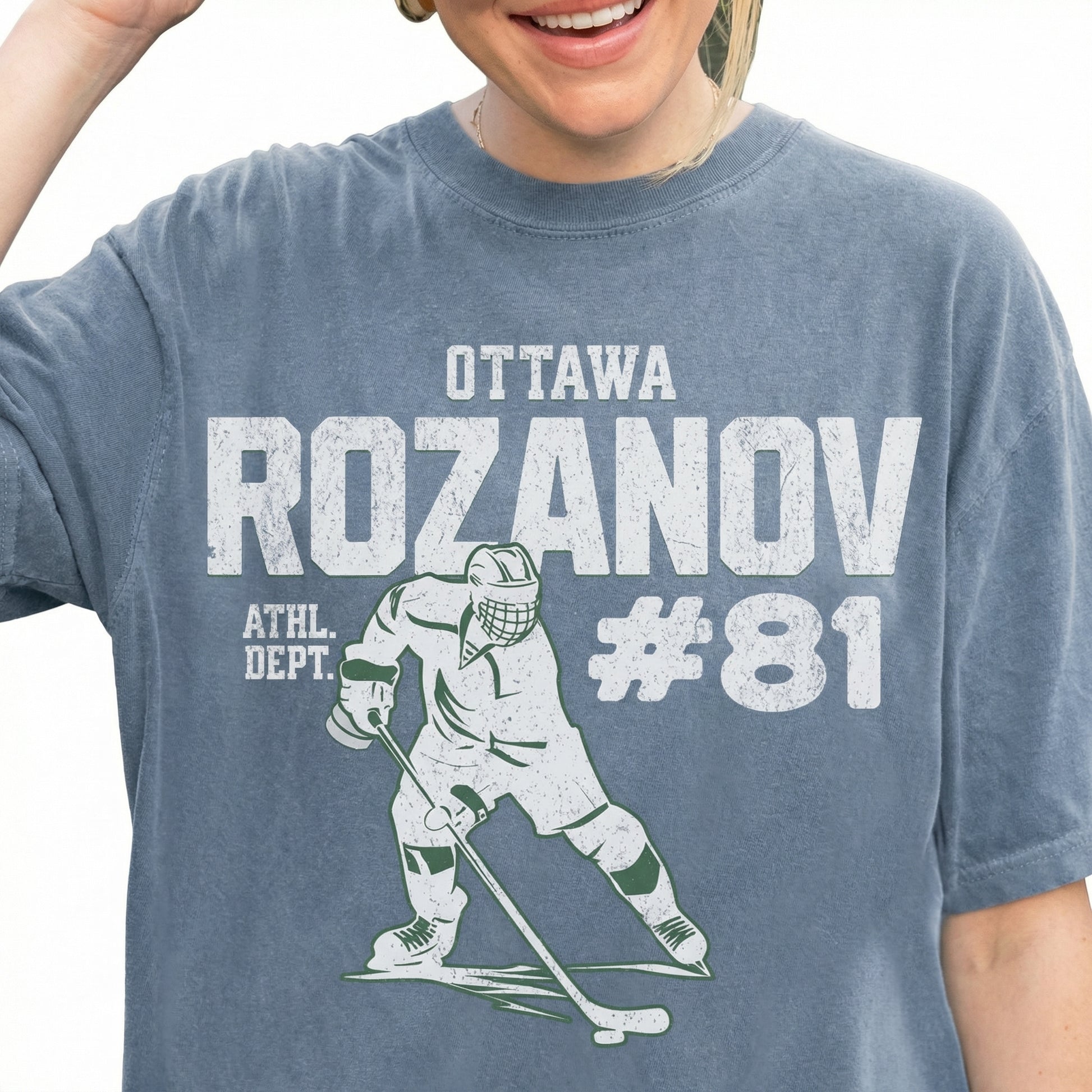 Number 81 Hockey Romance Graphic T-Shirt - Vintage Sports Aesthetic Tee