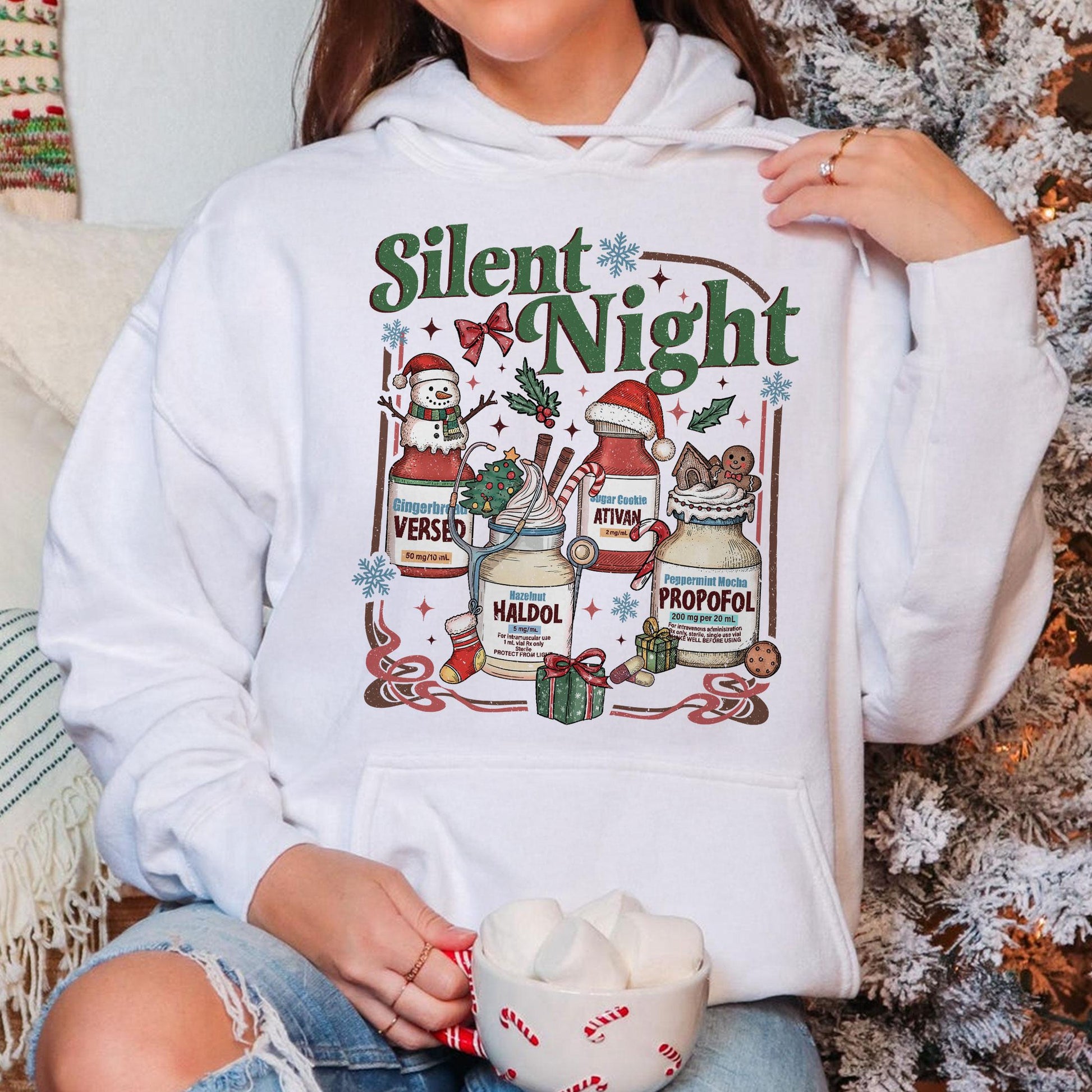 Nurse Silent Night Christmas Sweatshirt – Holiday Nurse Crewneck, ICU Nurse Gift
