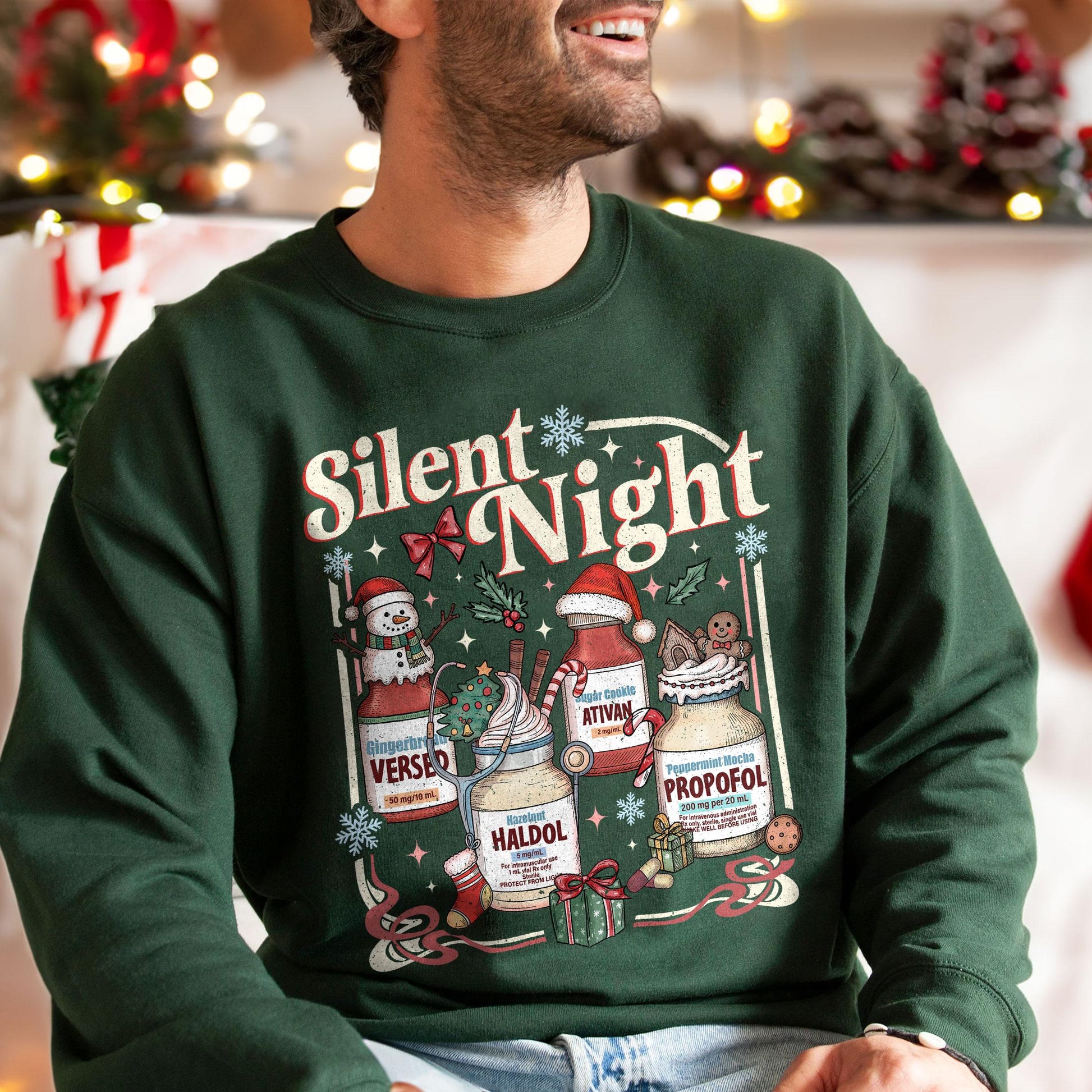 Nurse Silent Night Christmas Sweatshirt – Holiday Nurse Crewneck, ICU Nurse Gift