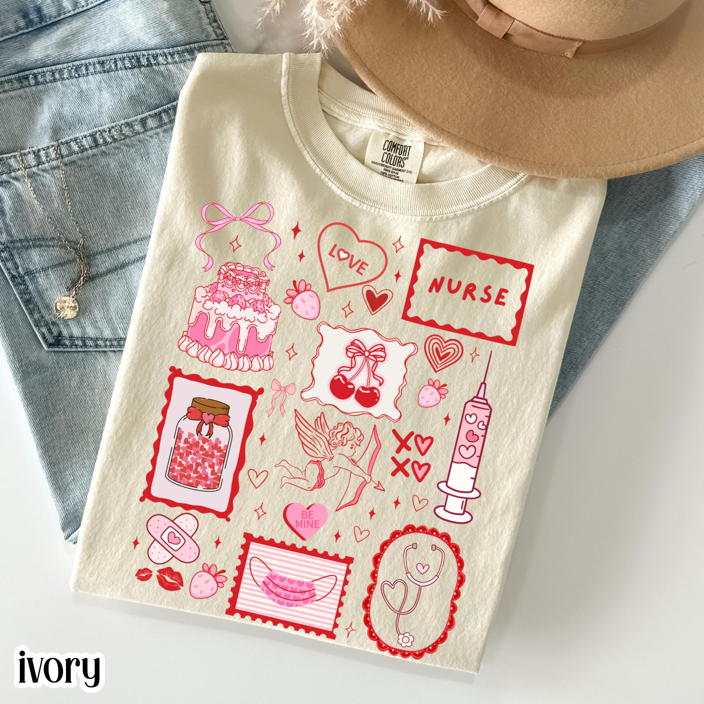 Nurse Valentine’s Day T-Shirt – RN Heart Cute Pink Graphic Tee