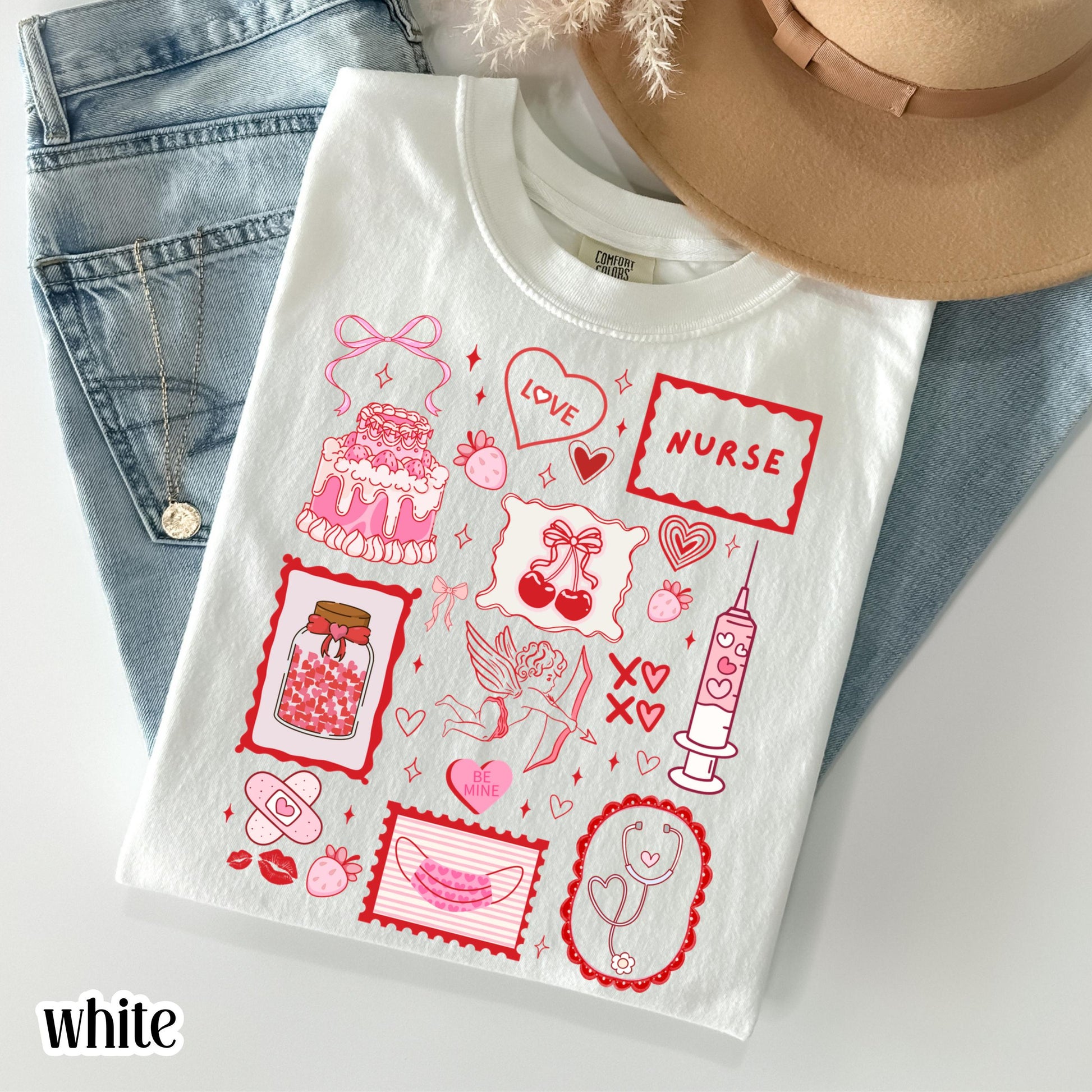 Nurse Valentine’s Day T-Shirt – RN Heart Cute Pink Graphic Tee