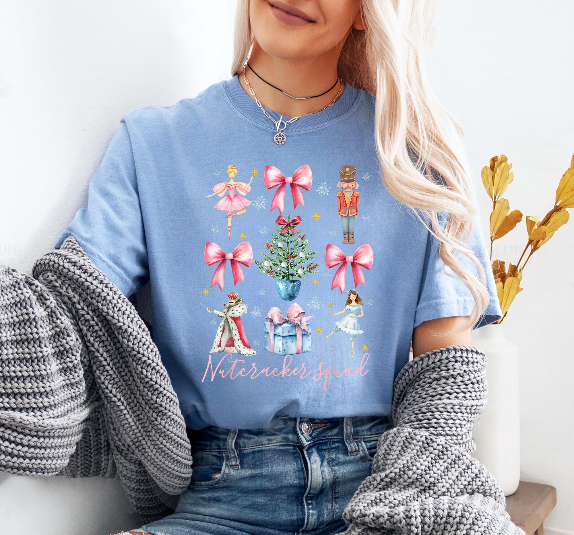 Nutcracker Christmas Shirt – Ballet Nutcracker Tee or Sweatshirt with Pretty Pink Bows