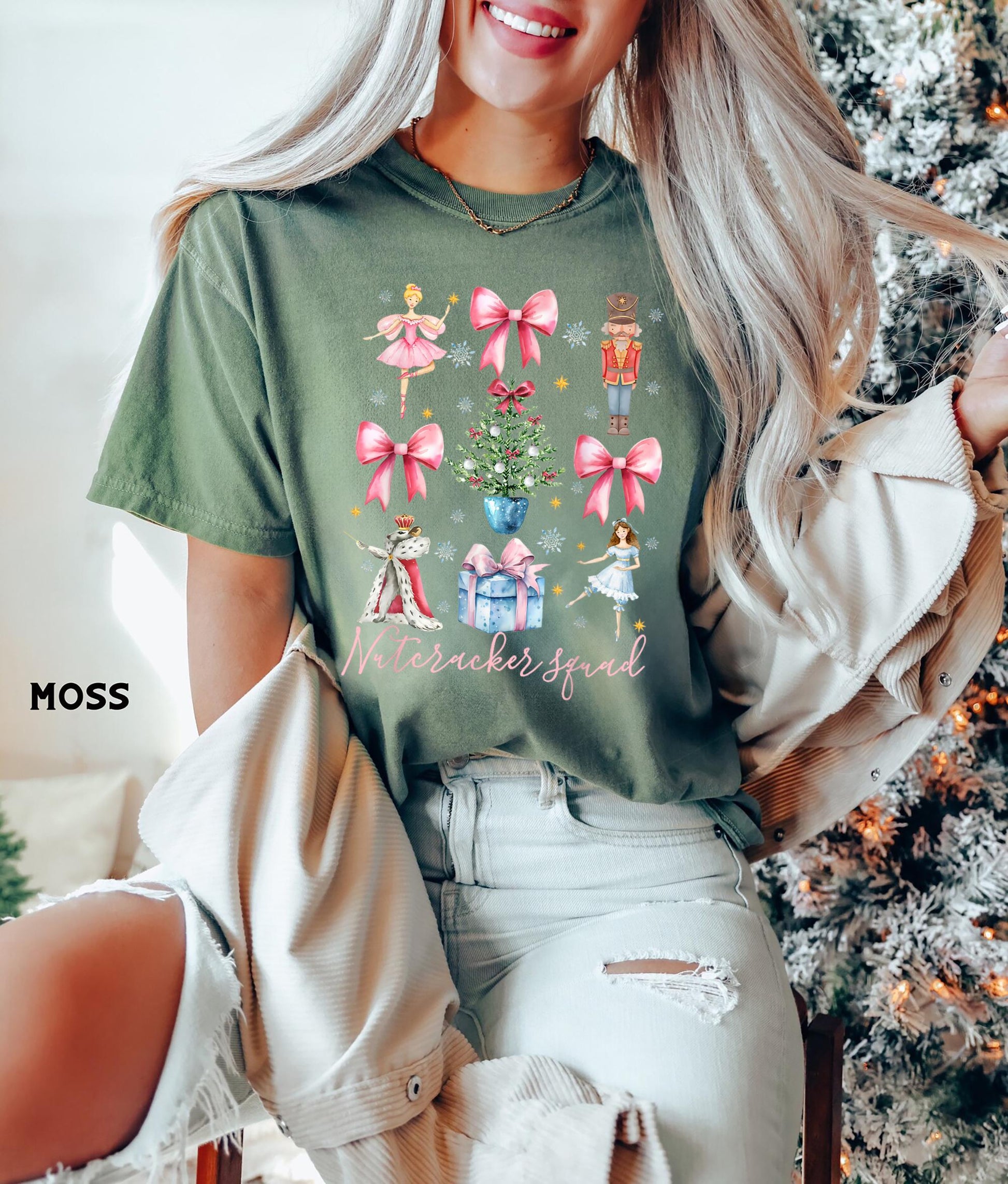 Nutcracker Christmas Shirt – Ballet Nutcracker Tee or Sweatshirt with Pretty Pink Bows