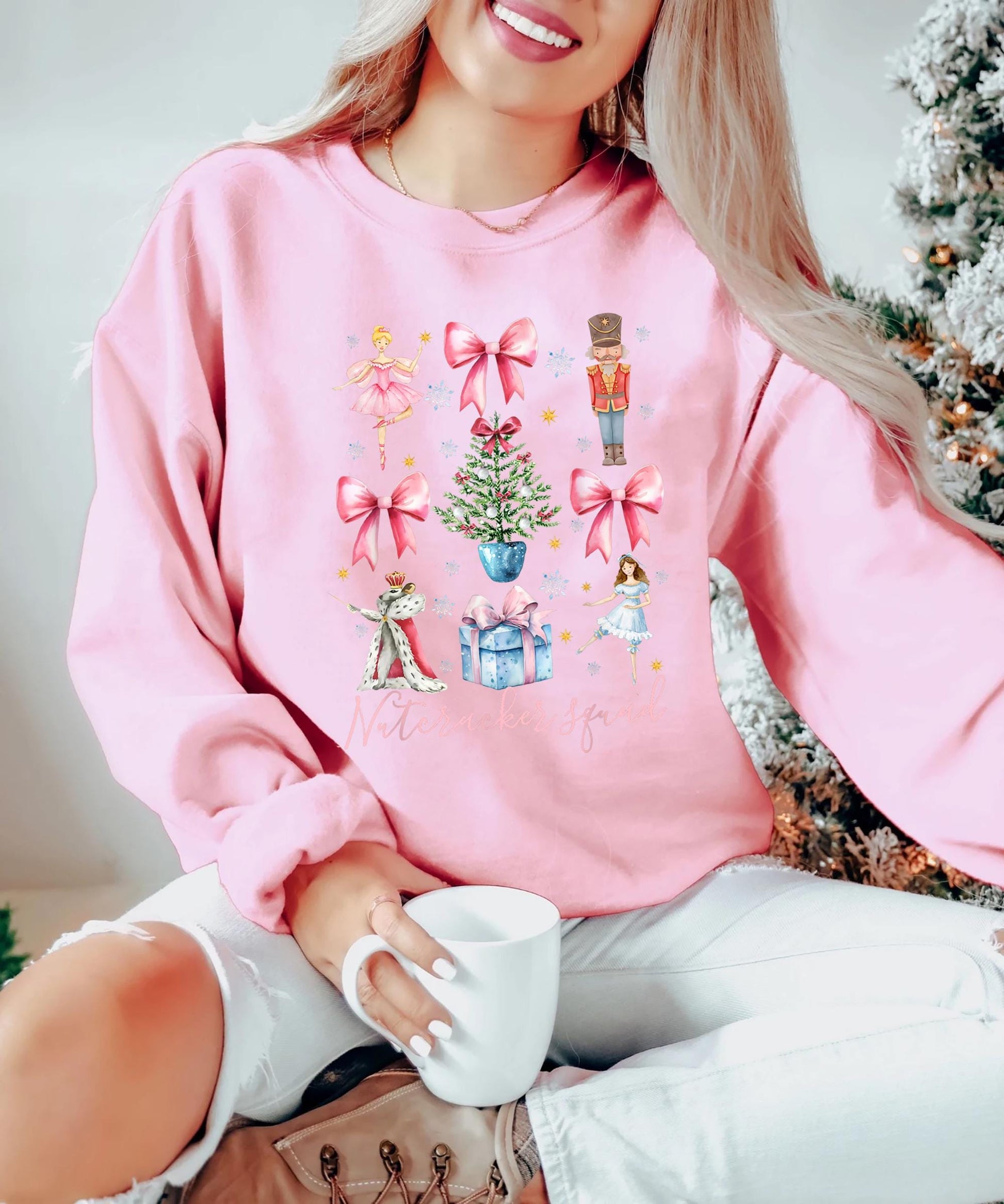 Nutcracker Christmas Shirt – Ballet Nutcracker Tee or Sweatshirt with Pretty Pink Bows