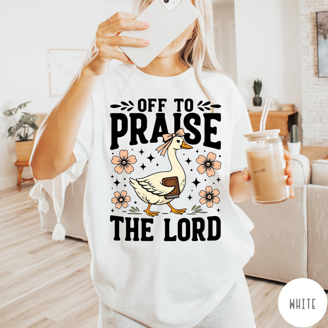 Off to Praise the Lord Goose Shirt – Christian Faith Graphic Tee – Church Religious T-Shirt