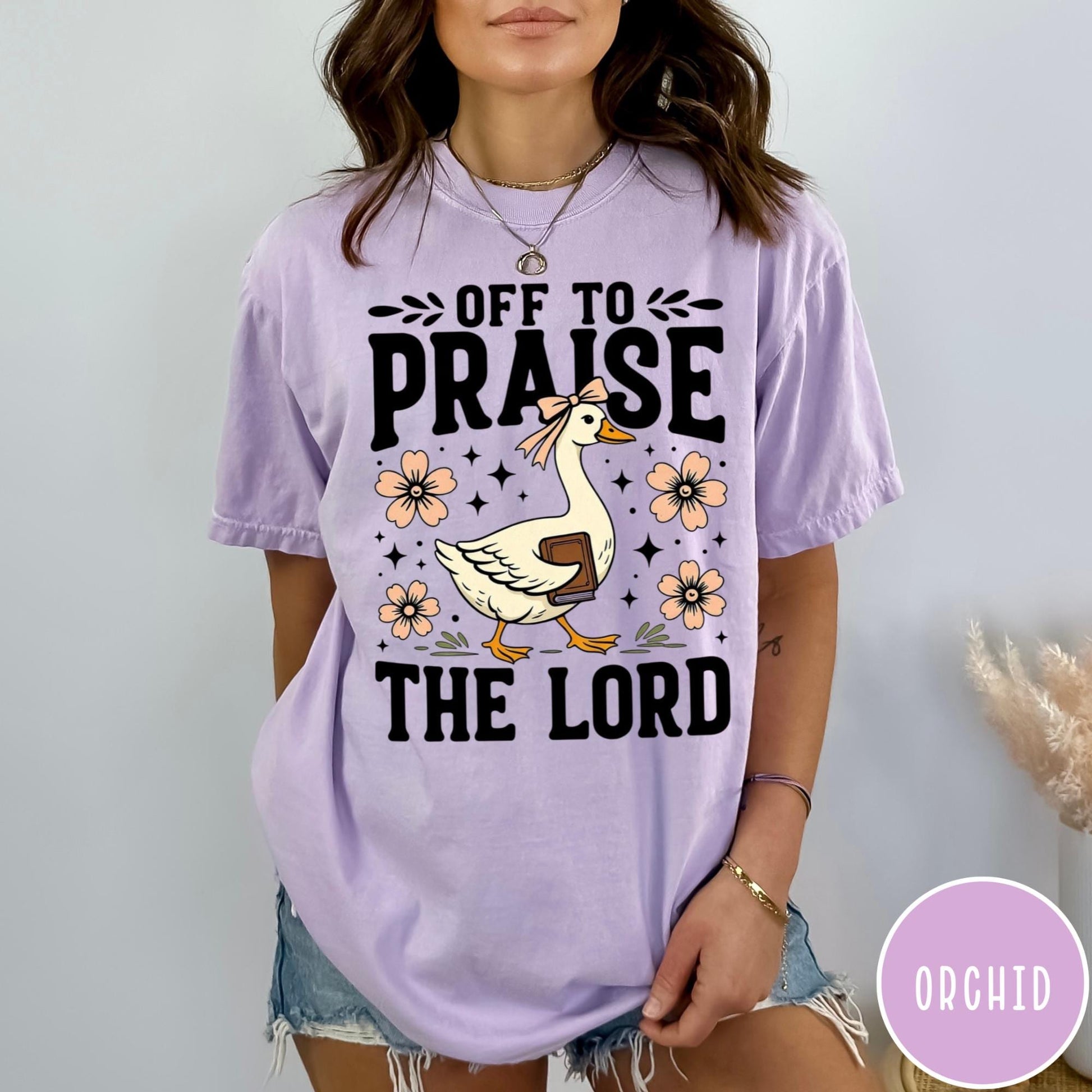 Off to Praise the Lord Goose Shirt – Christian Faith Graphic Tee – Church Religious T-Shirt