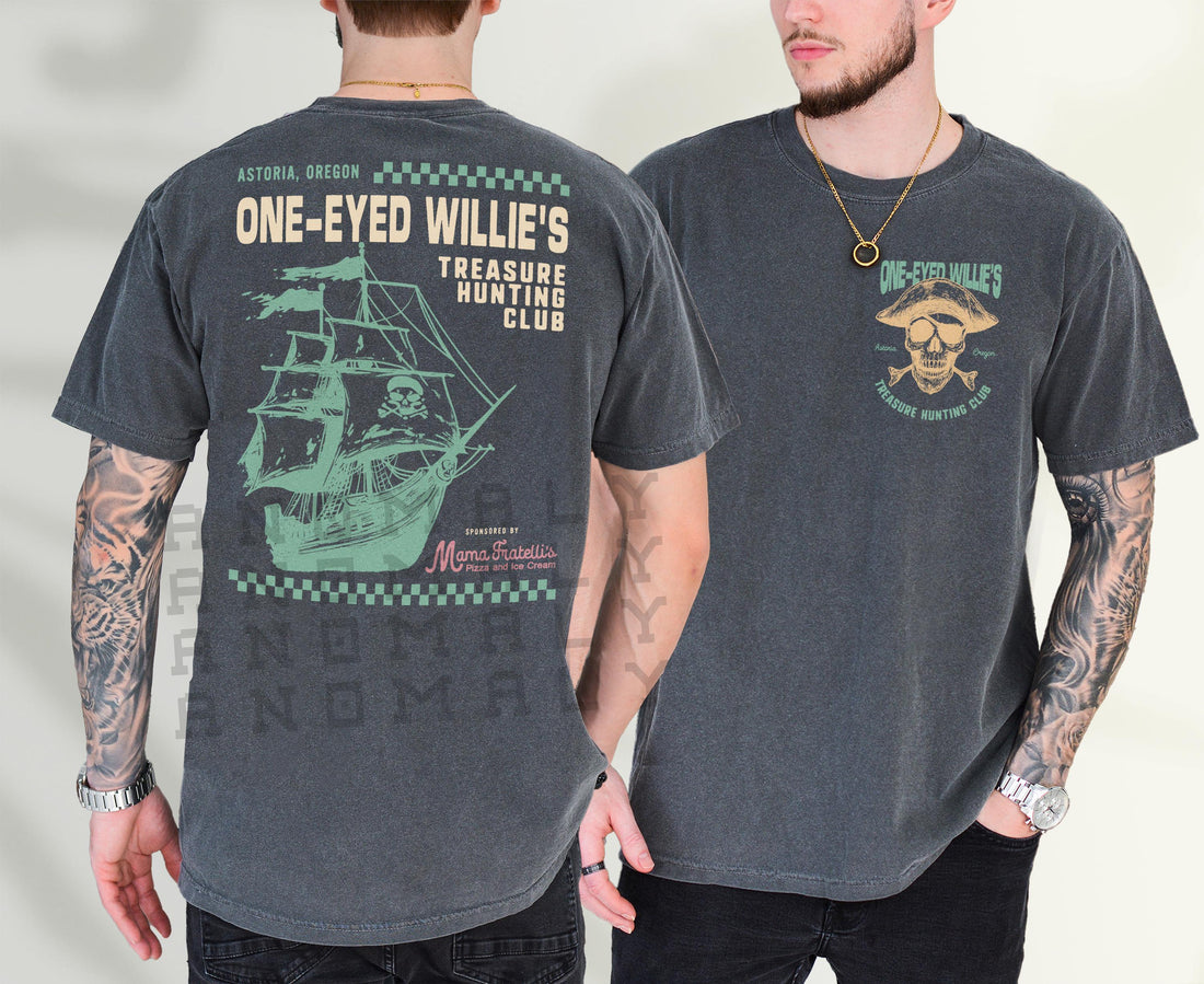 One-Eyed Willie’s Treasure Hunt T-Shirt – Retro 80s Movie Graphic Tee