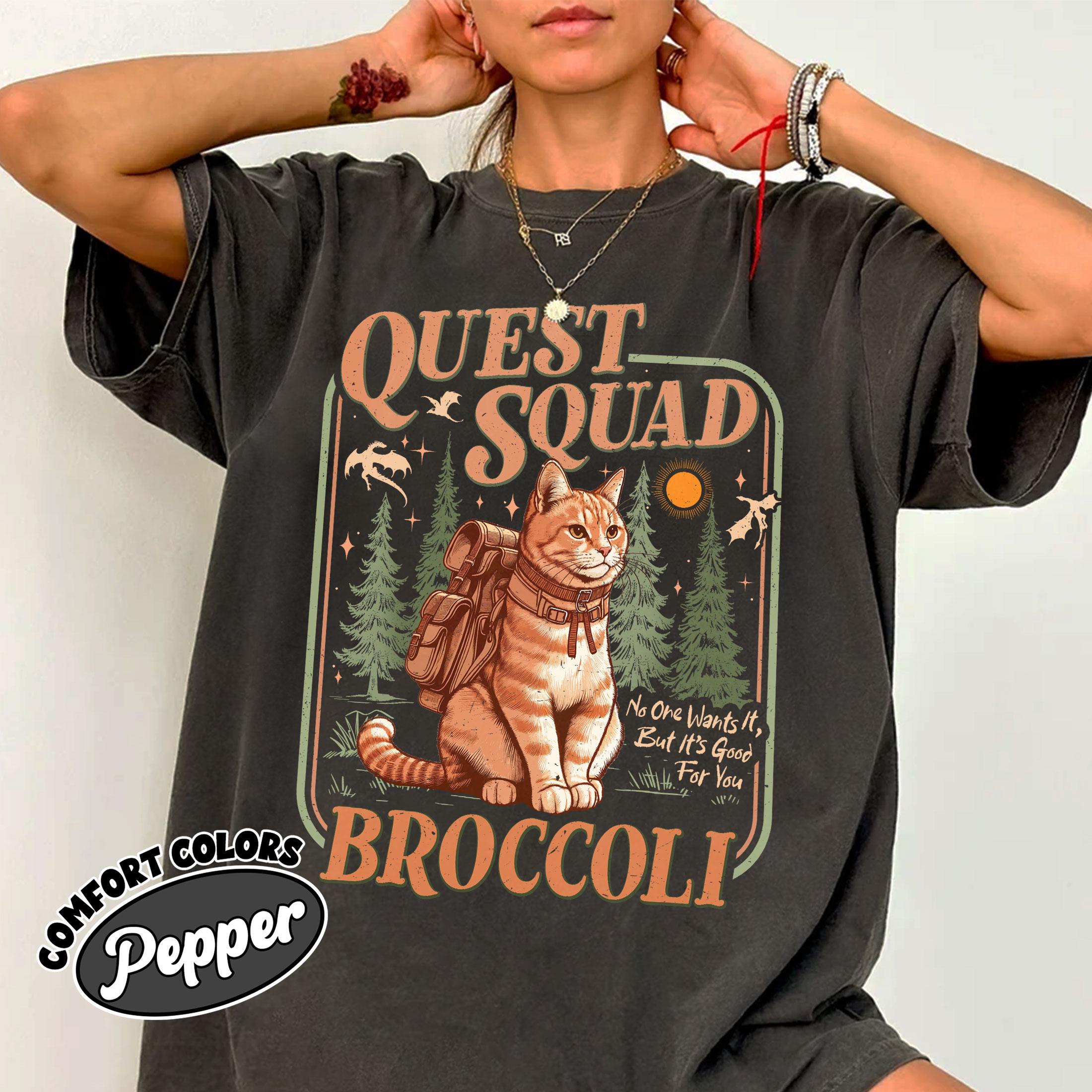 Romantasy Dragon Rider Shirt – Fantasy Quest Squad Tee – Broccoli Cat Graphic T Shirt