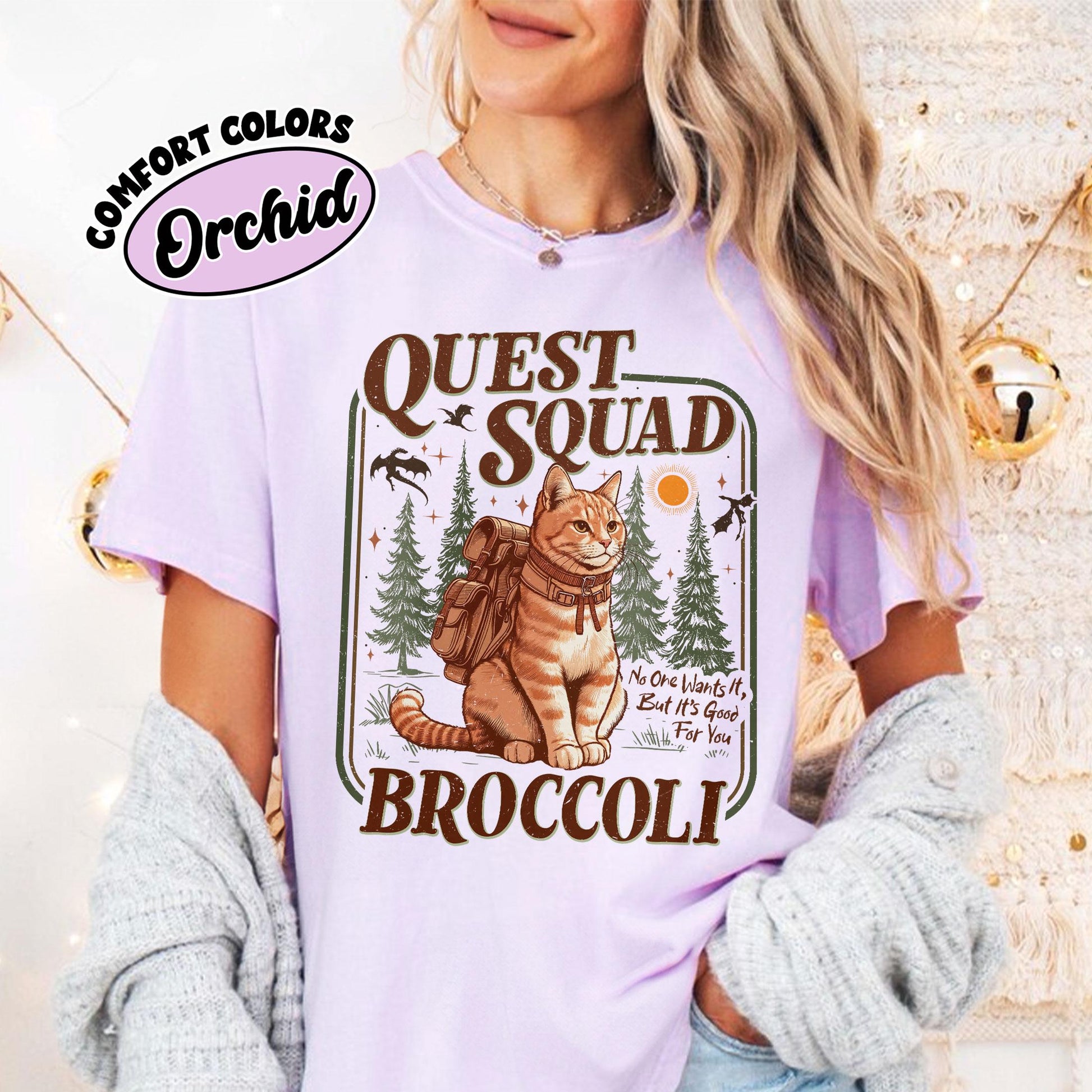 Romantasy Dragon Rider Shirt – Fantasy Quest Squad Tee – Broccoli Cat Graphic T Shirt
