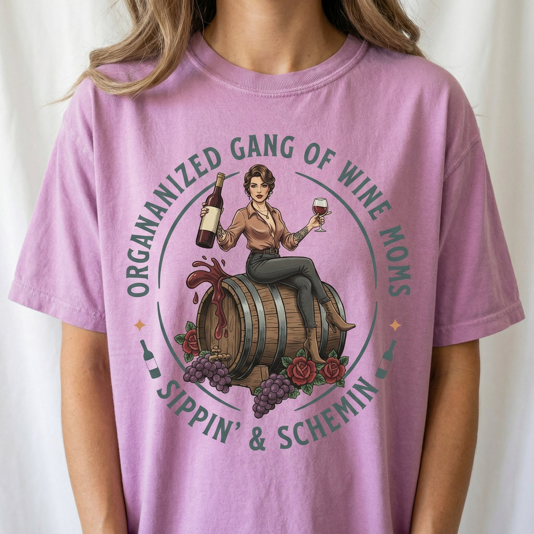 Organized Gang of Wine Moms T-Shirt – Funny Wine Lover Graphic Tee – Feminist Mom Gift