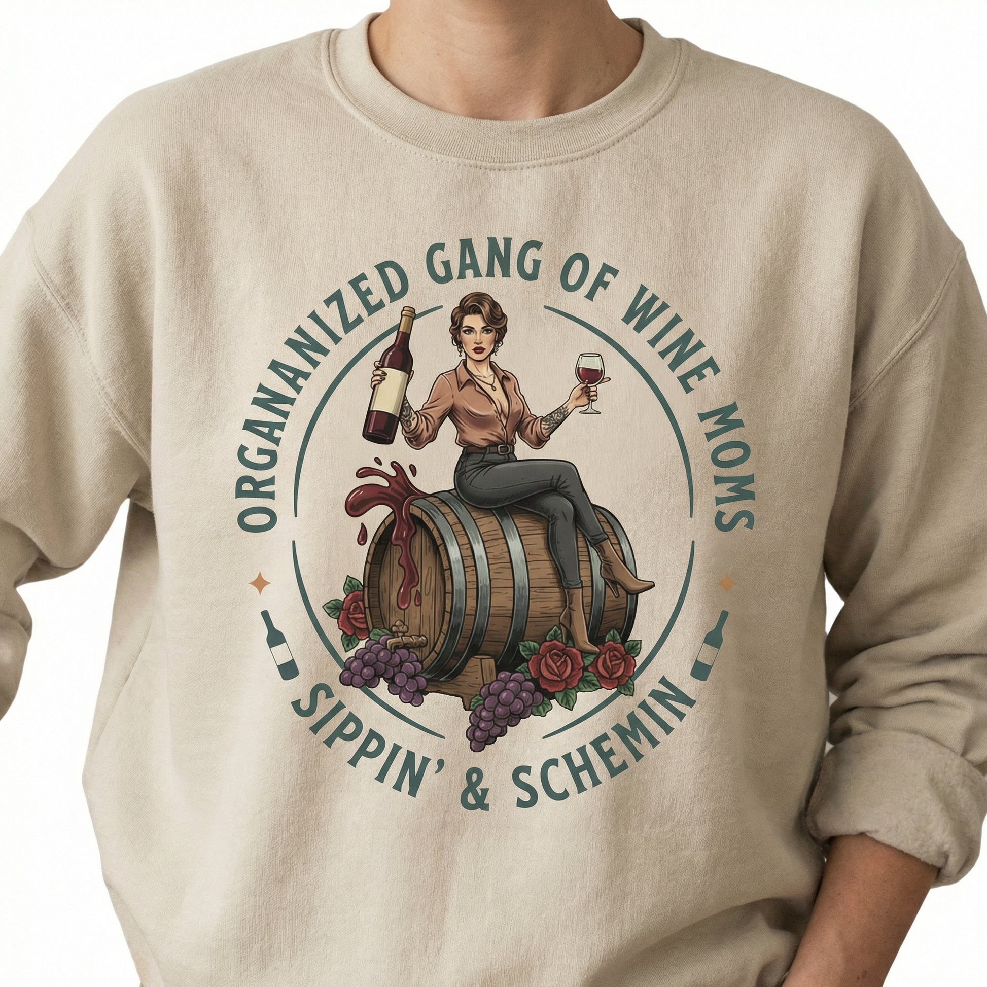 Organized Gang of Wine Moms T-Shirt – Funny Wine Lover Graphic Tee – Feminist Mom Gift