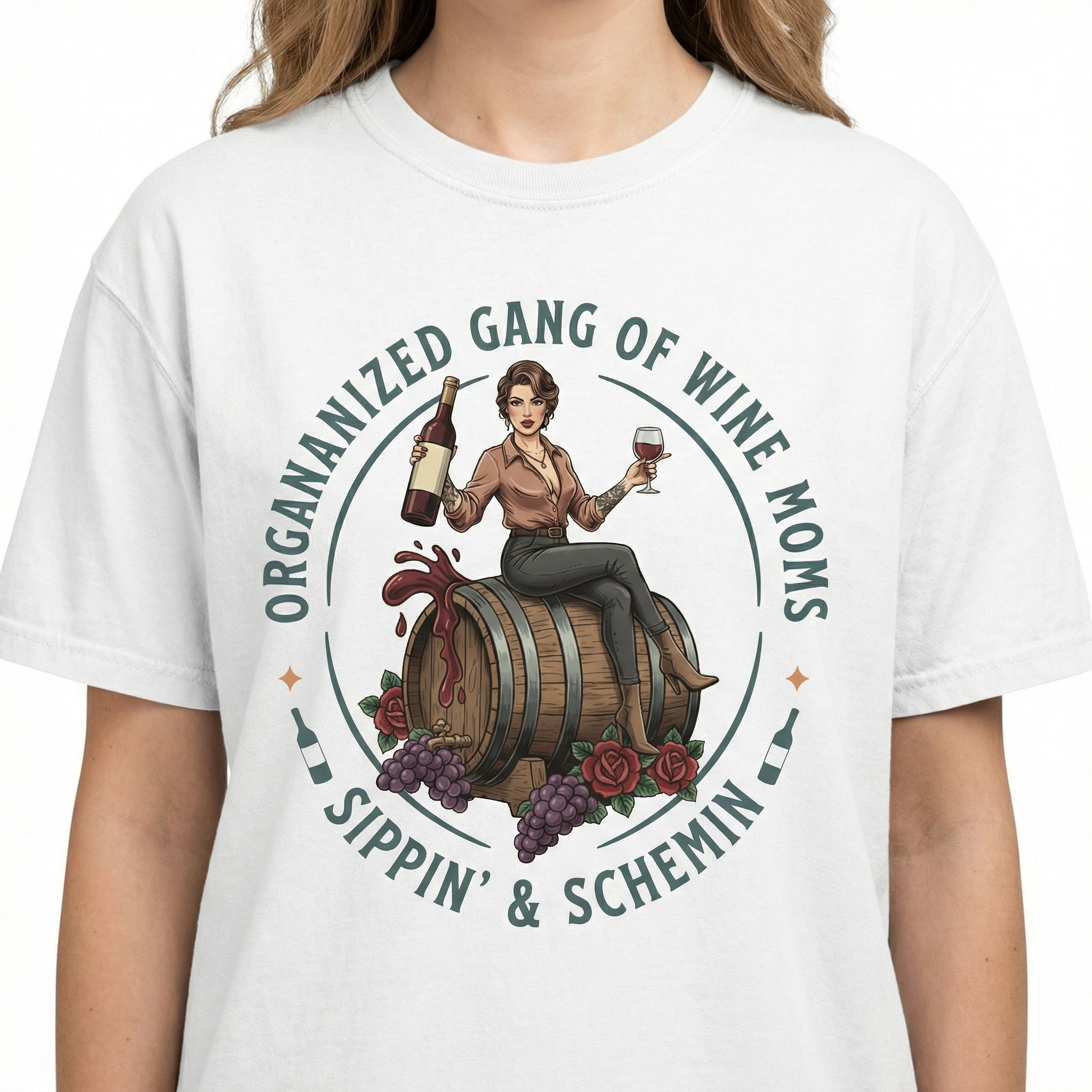 Organized Gang of Wine Moms T-Shirt – Funny Wine Lover Graphic Tee – Feminist Mom Gift