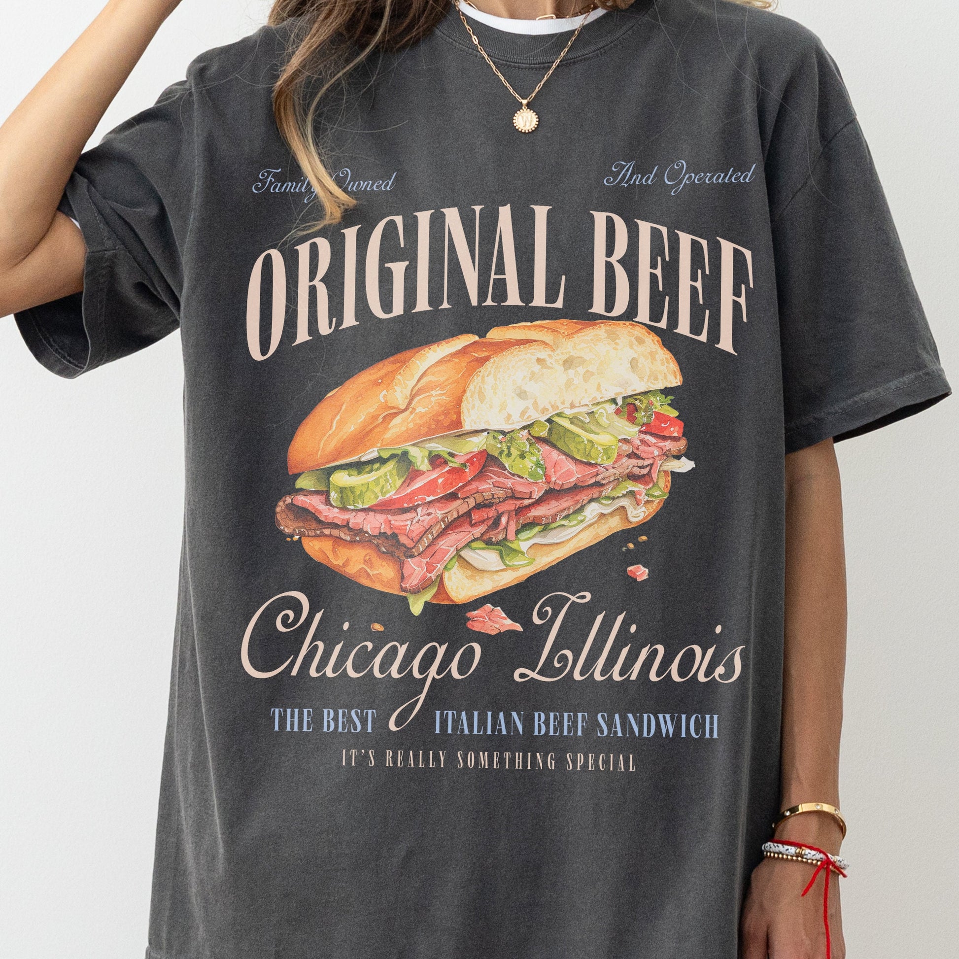 Original Beef of Chicagoland T-Shirt – Retro Italian Beef Sandwich Graphic Tee