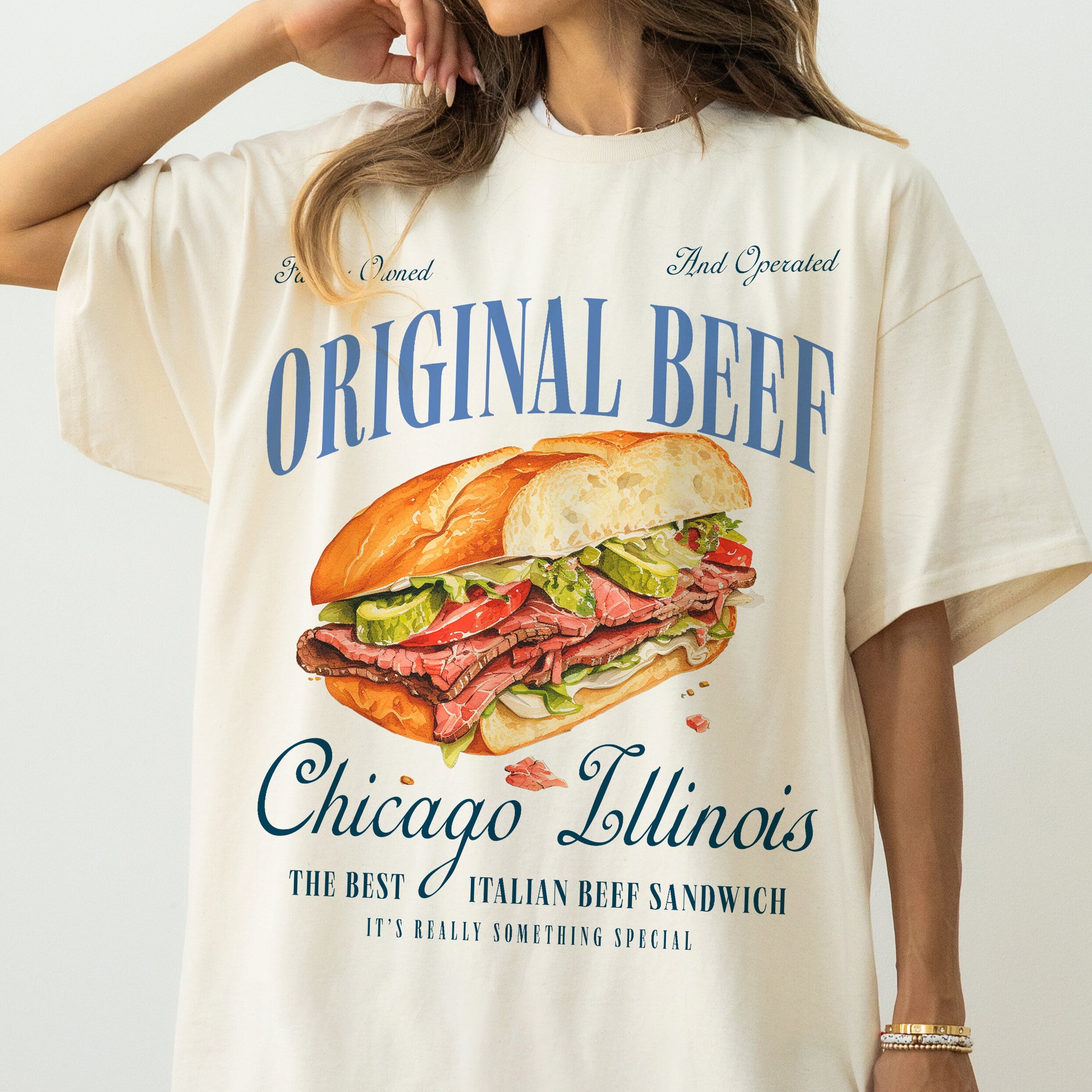 Original Beef of Chicagoland T-Shirt – Retro Italian Beef Sandwich Graphic Tee