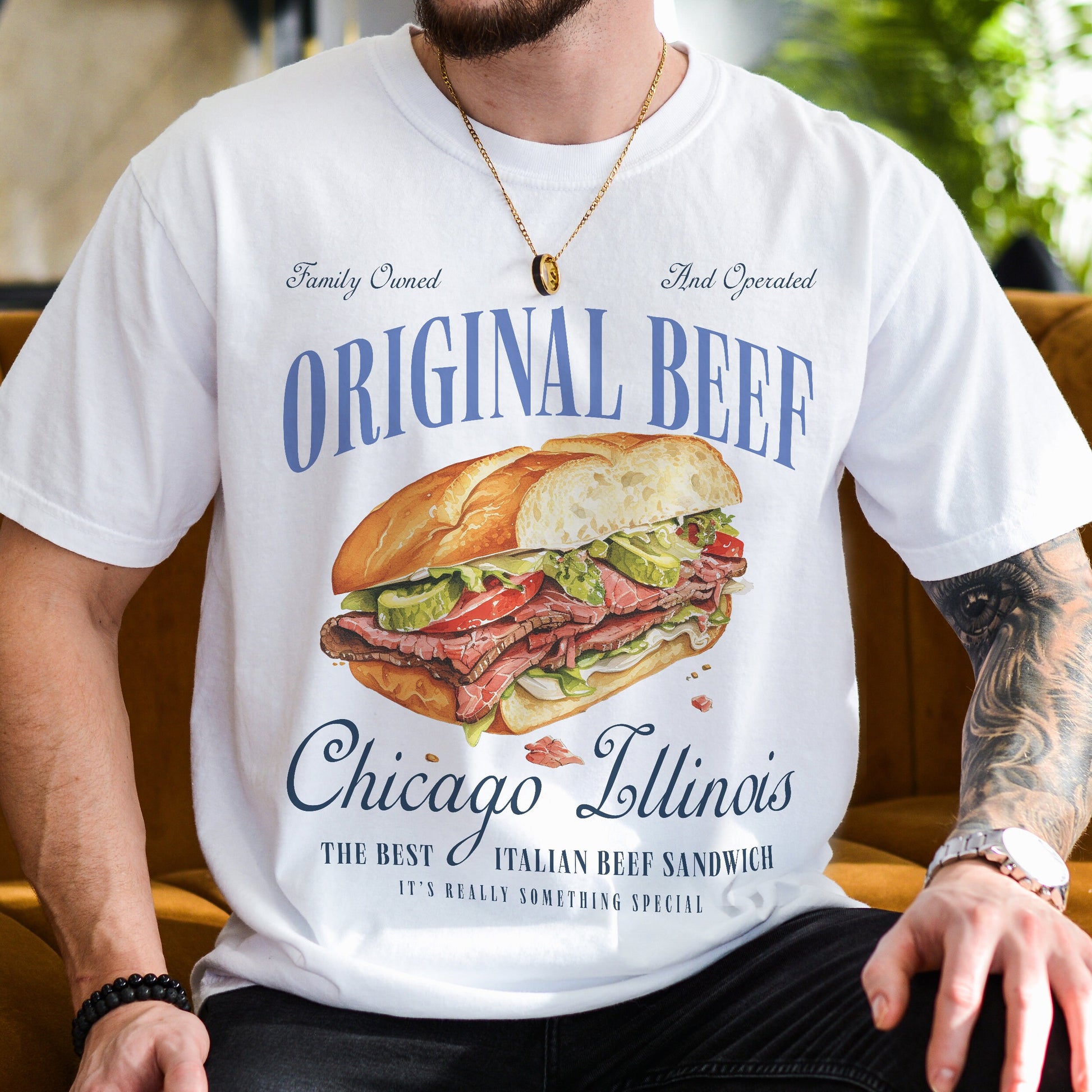 Original Beef of Chicagoland T-Shirt – Retro Italian Beef Sandwich Graphic Tee