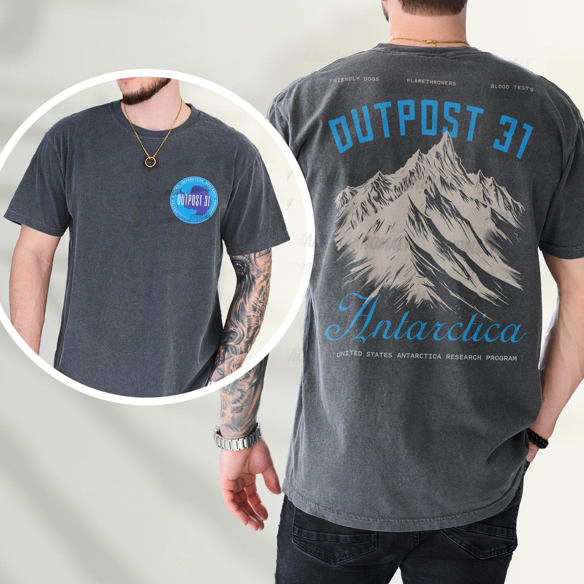 Outpost 31 Antarctica Graphic Tee – 80s Horror Movie The Thing T-Shirt
