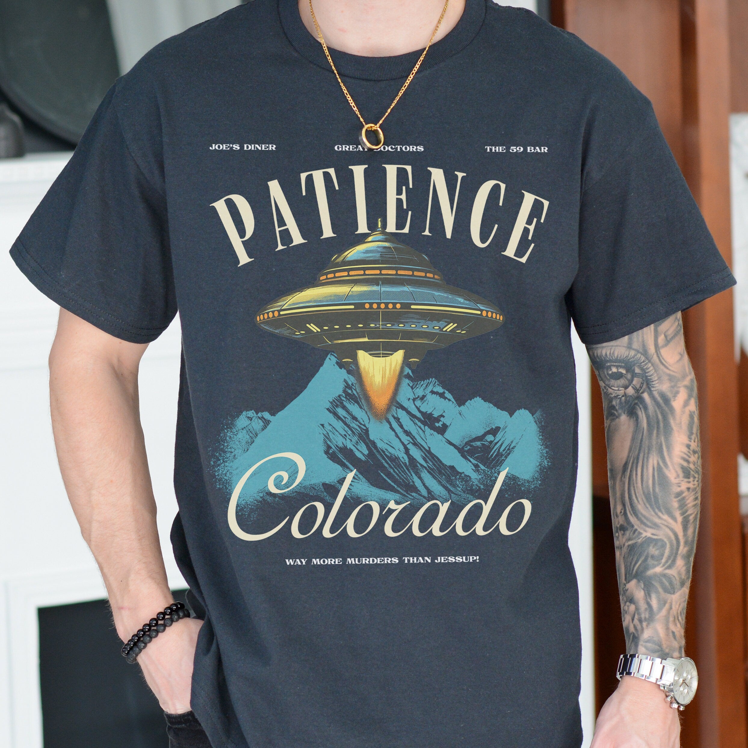 Patience Colorado Resident T-Shirt – Alien UFO TV Show Graphic Tee