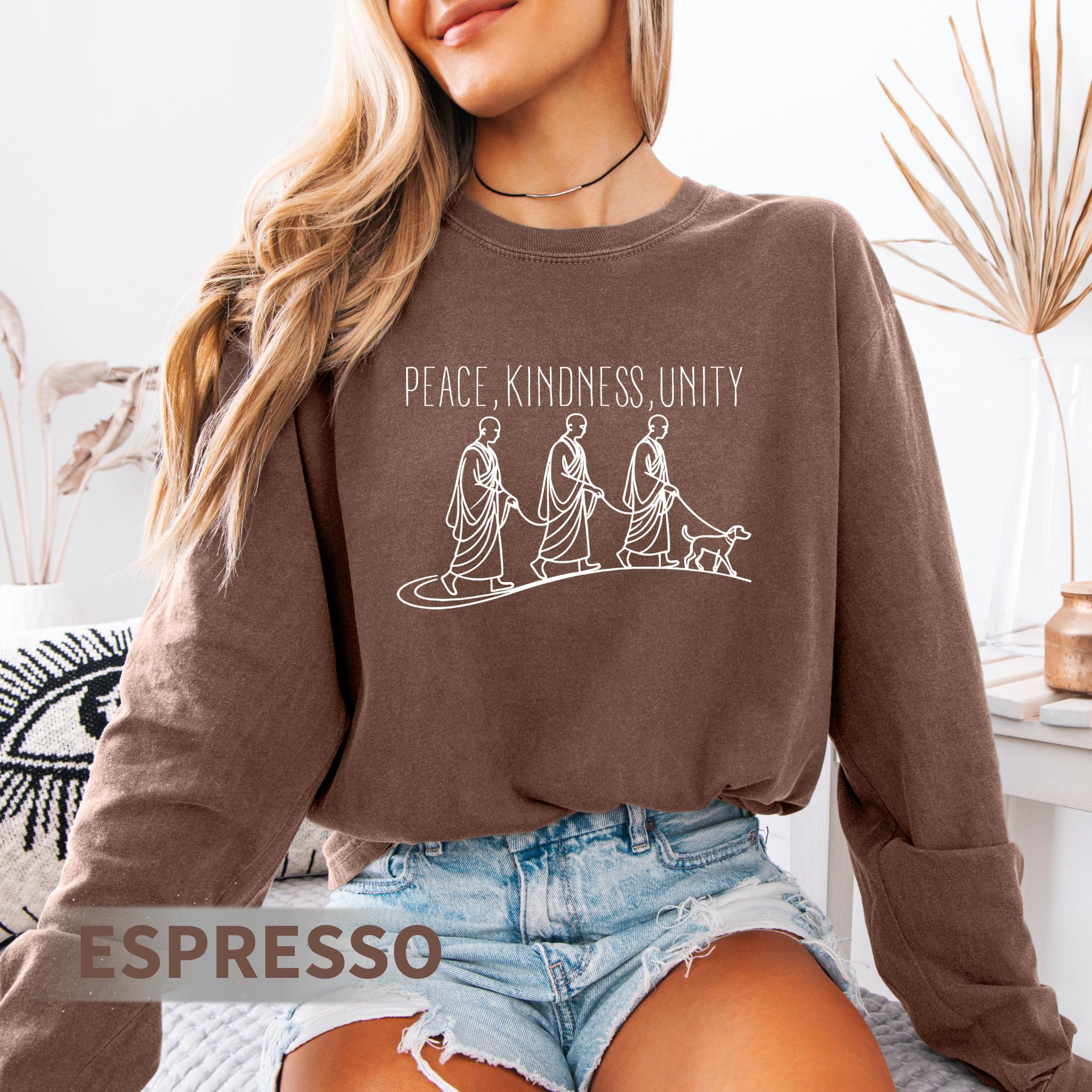 Peace Kindness Unity Long Sleeve Shirt – Spiritual Zen Aesthetic Tee