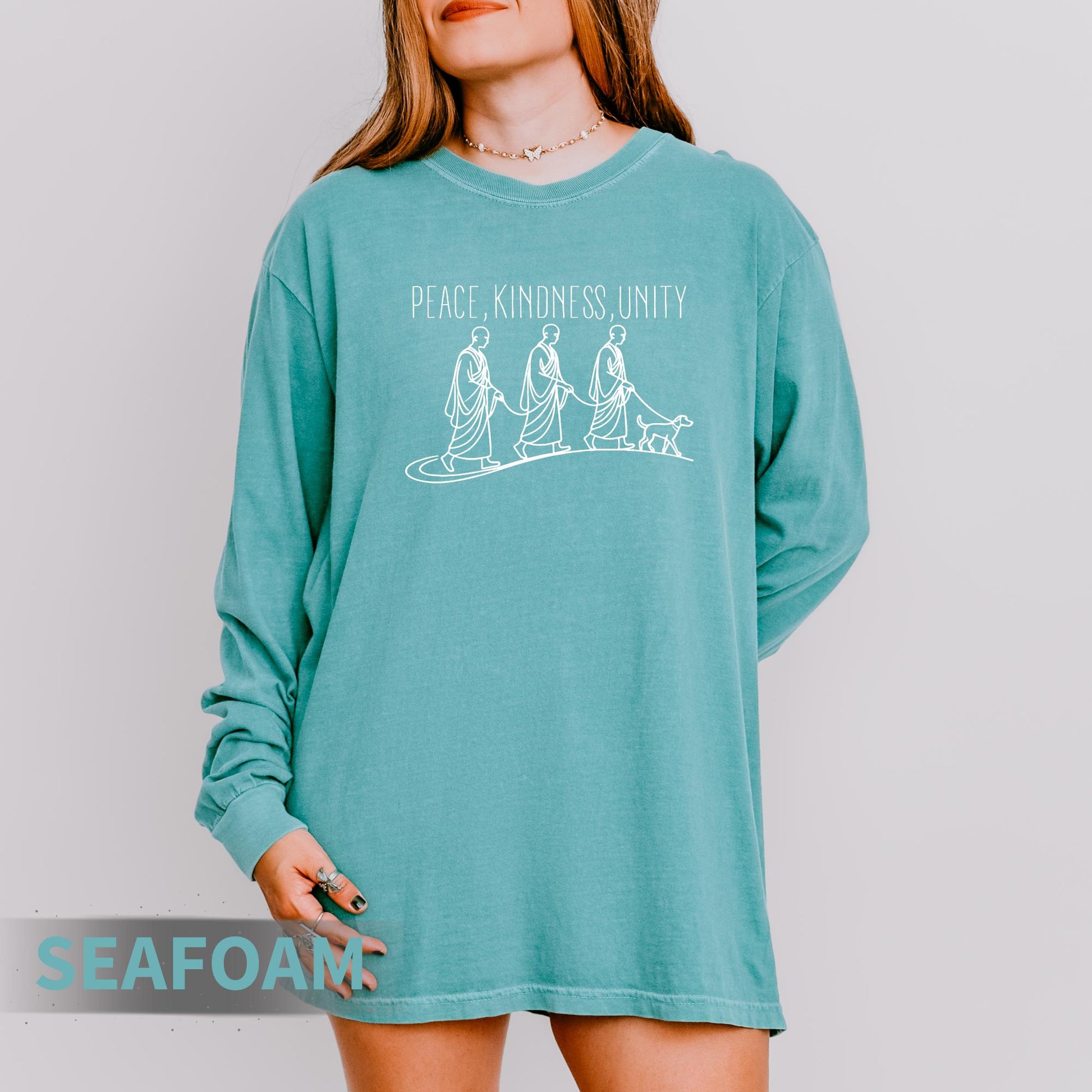 Peace Kindness Unity Long Sleeve Shirt – Spiritual Zen Aesthetic Tee