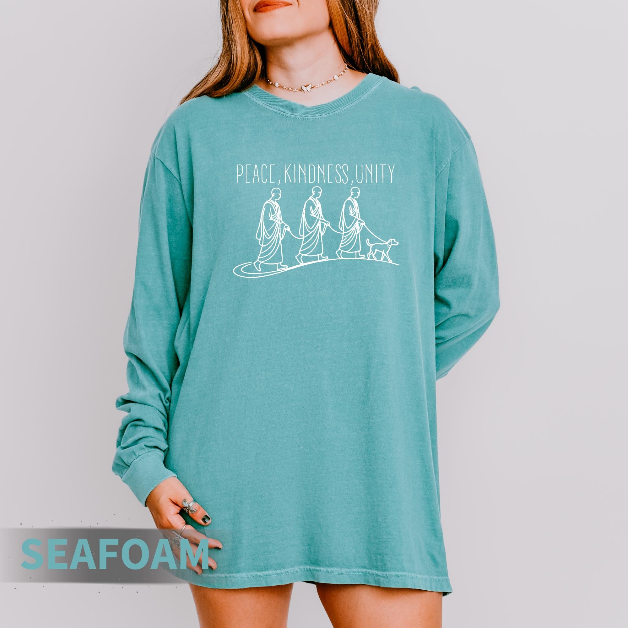 Peace Kindness Unity Long Sleeve Shirt – Spiritual Zen Aesthetic Tee