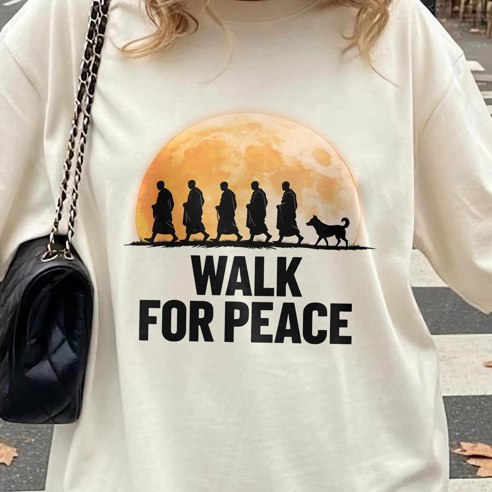 Peace Walk Monk Graphic T-Shirt – Mindfulness Meditation Spiritual Tee