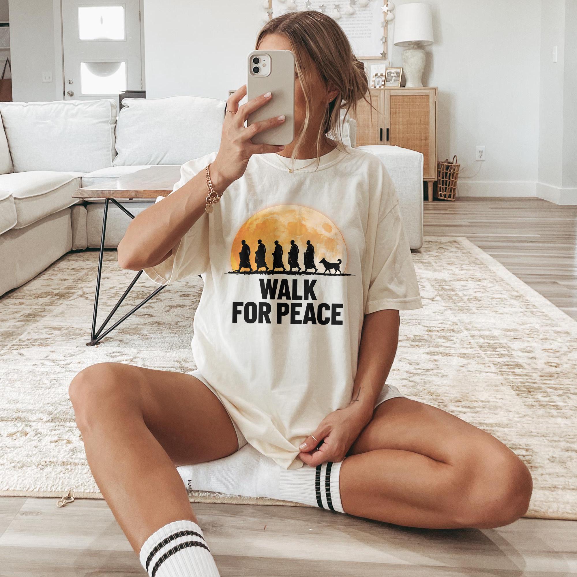 Peace Walk Monk Graphic T-Shirt – Mindfulness Meditation Spiritual Tee