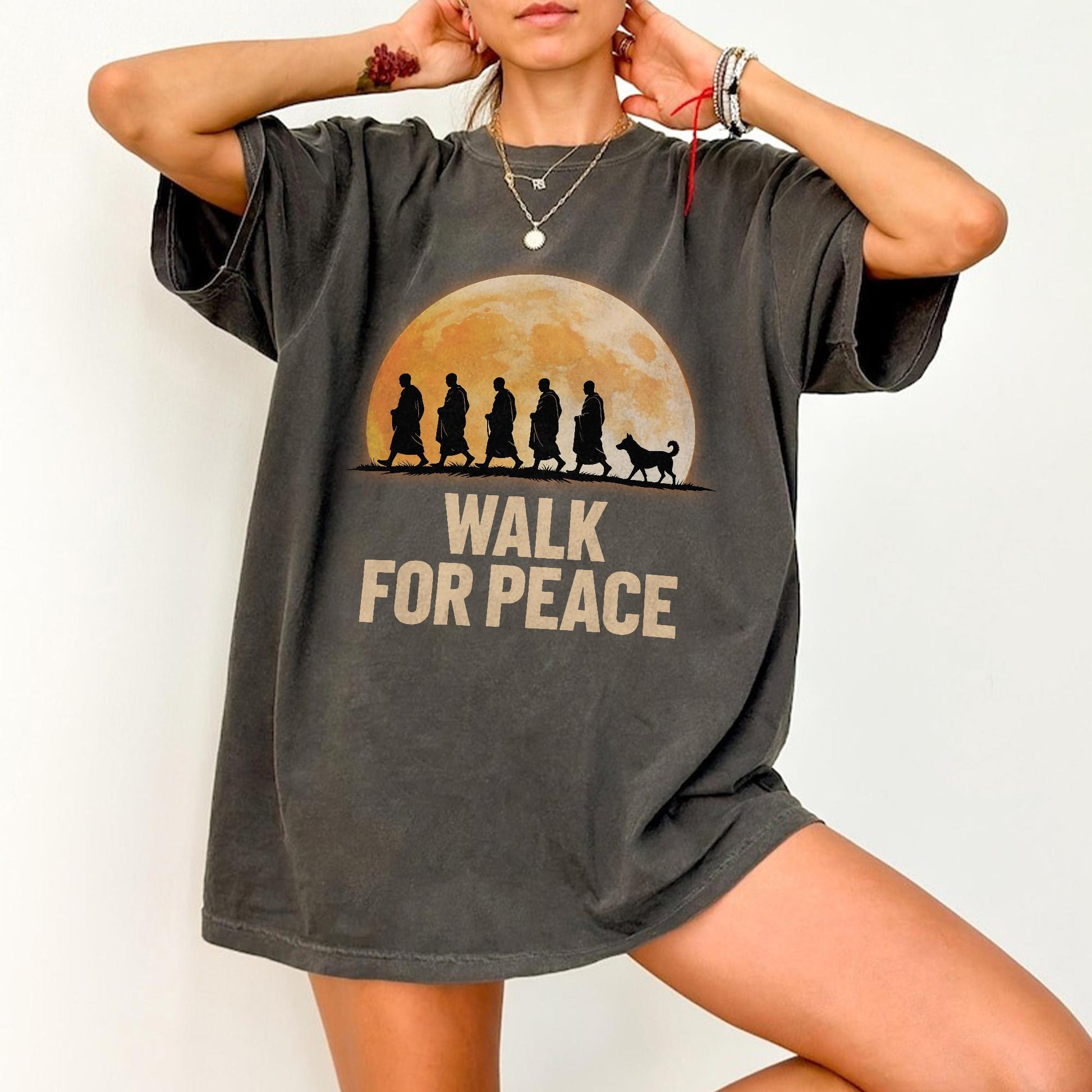 Peace Walk Monk Graphic T-Shirt – Mindfulness Meditation Spiritual Tee