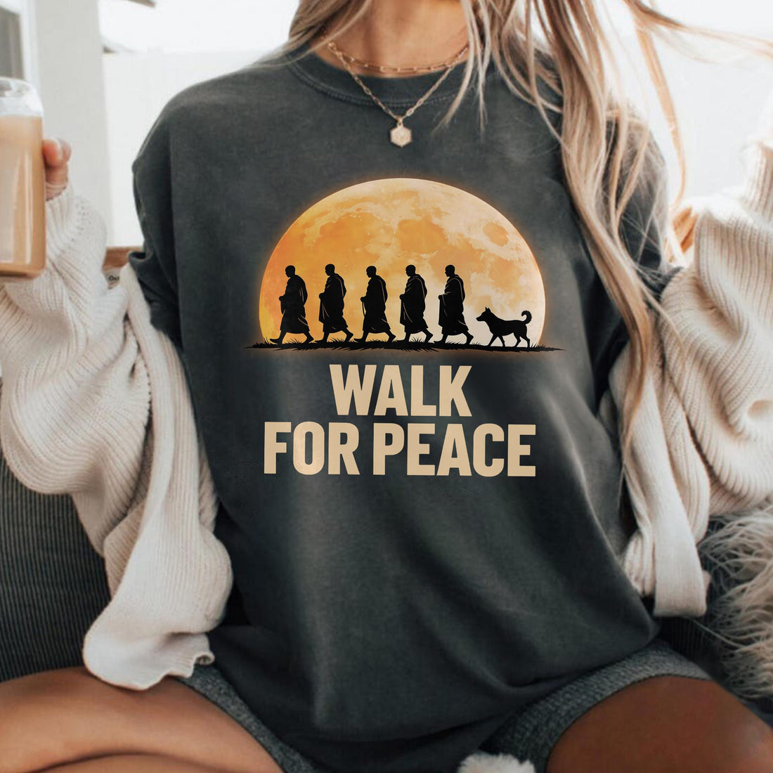 Peace Walk Monk Graphic T-Shirt – Mindfulness Meditation Spiritual Tee
