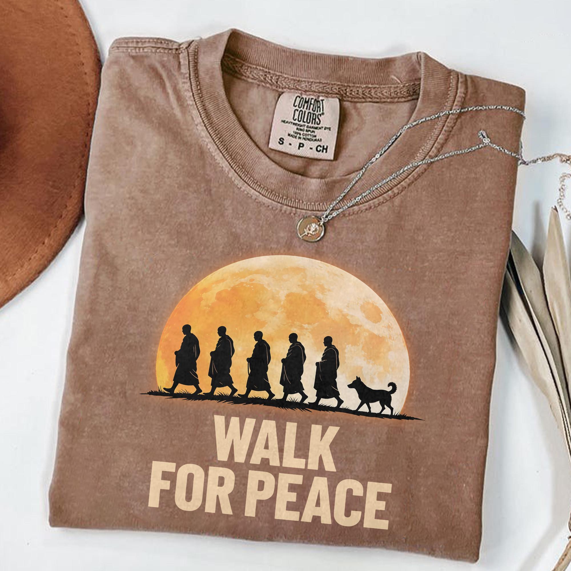 Peace Walk Monk Graphic T-Shirt – Mindfulness Meditation Spiritual Tee