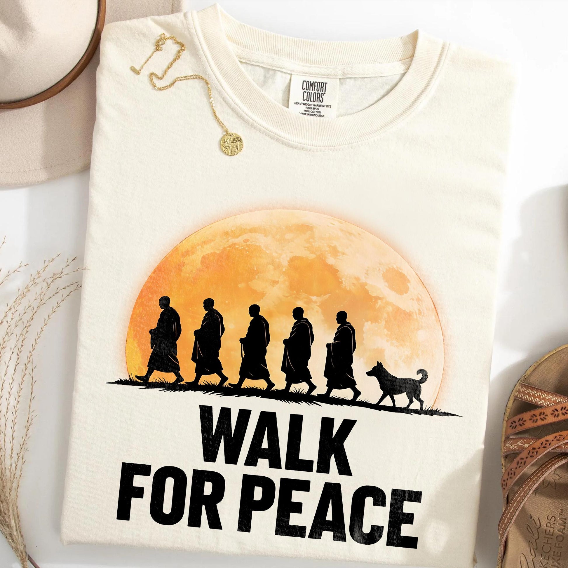 Peace Walk Monk Graphic T-Shirt – Mindfulness Meditation Spiritual Tee