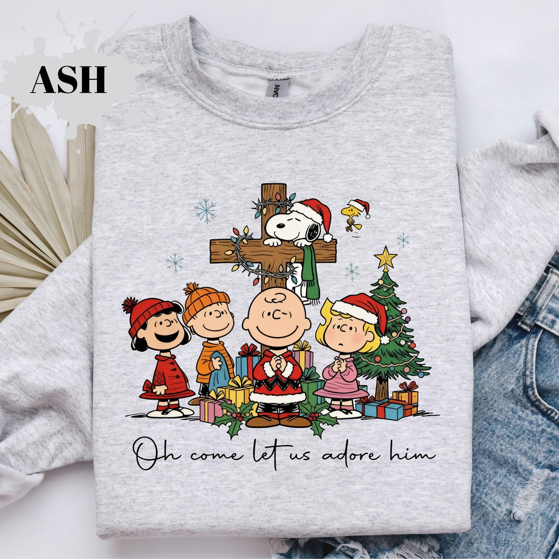 Peanuts Oh Come Let Us Adore Him Shirt – Christian Christmas Tee with Cartoon-Style