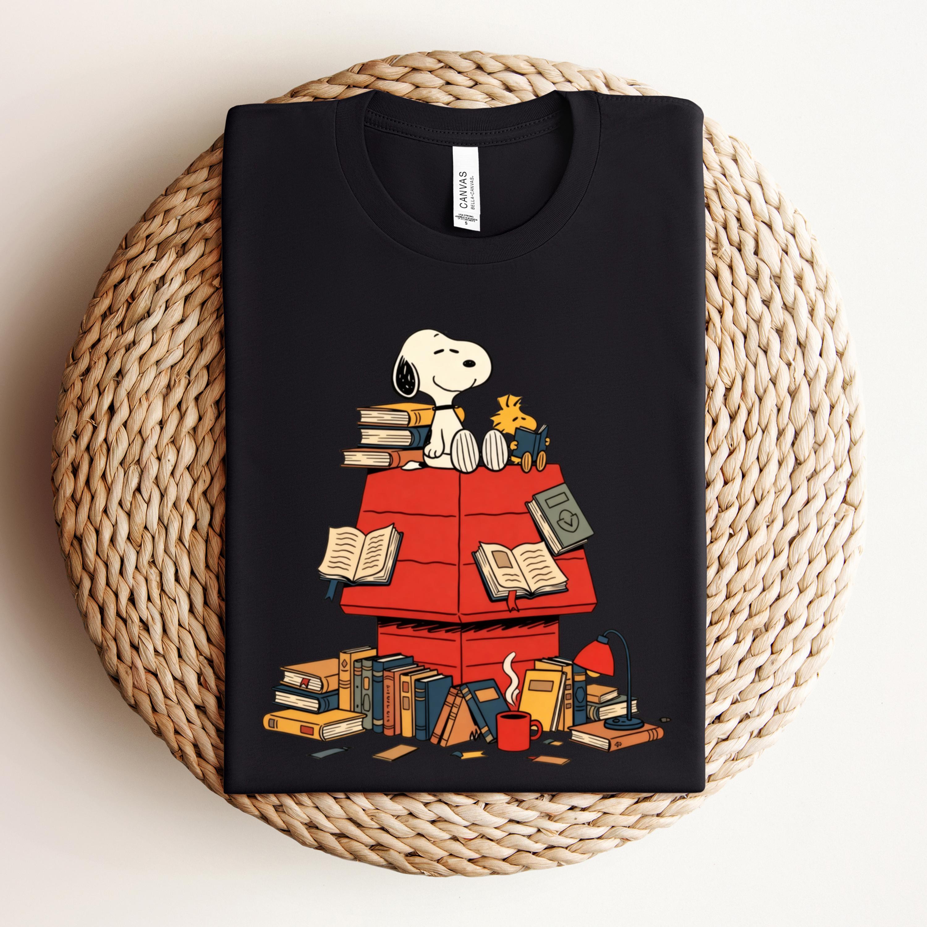 Peanuts Reading Shirt – Cute Dog & Bird Inspired Book Lover Tee