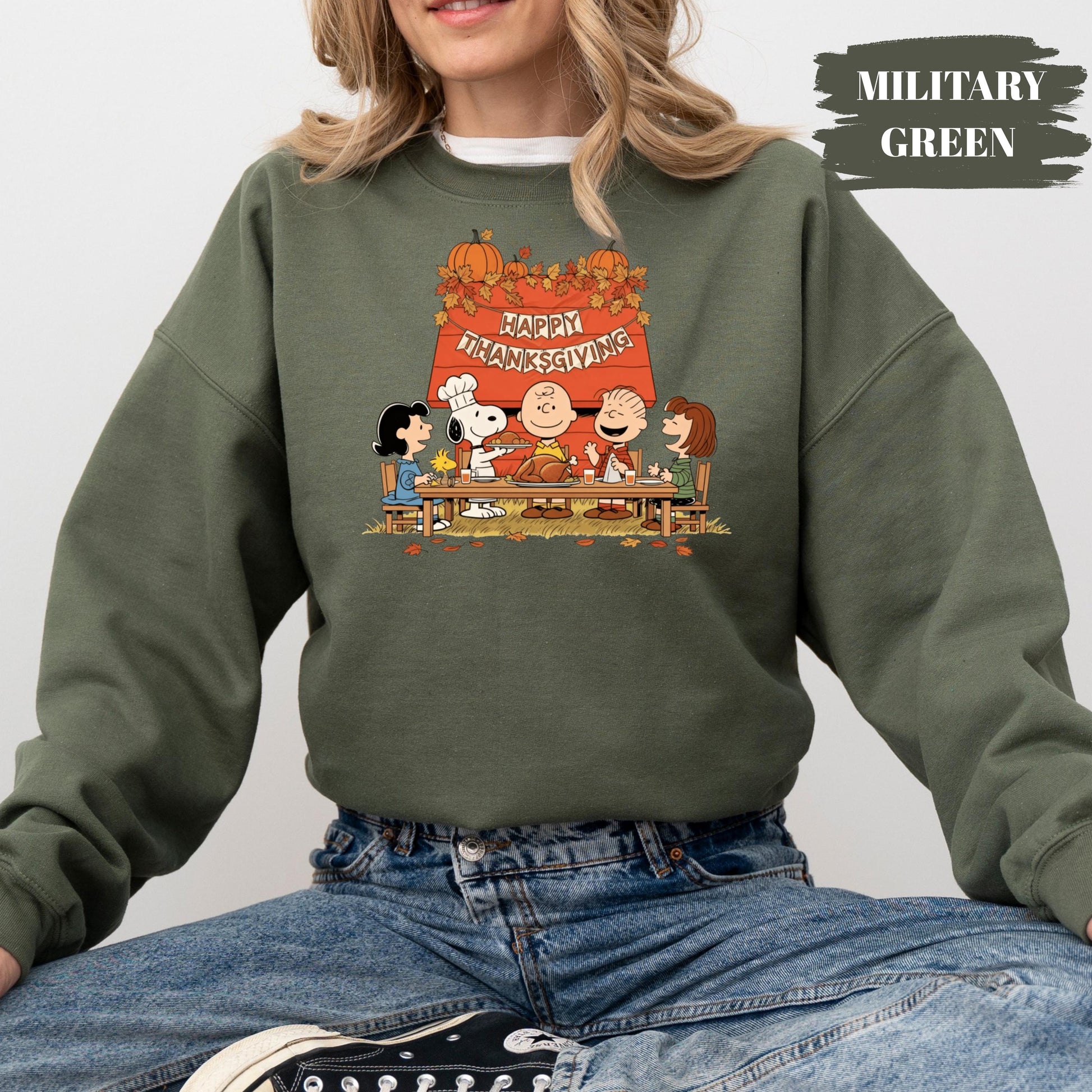 Peanuts Happy Thanksgiving Shirt – Cartoon Dog & Friends Inspired Fall Family Tee