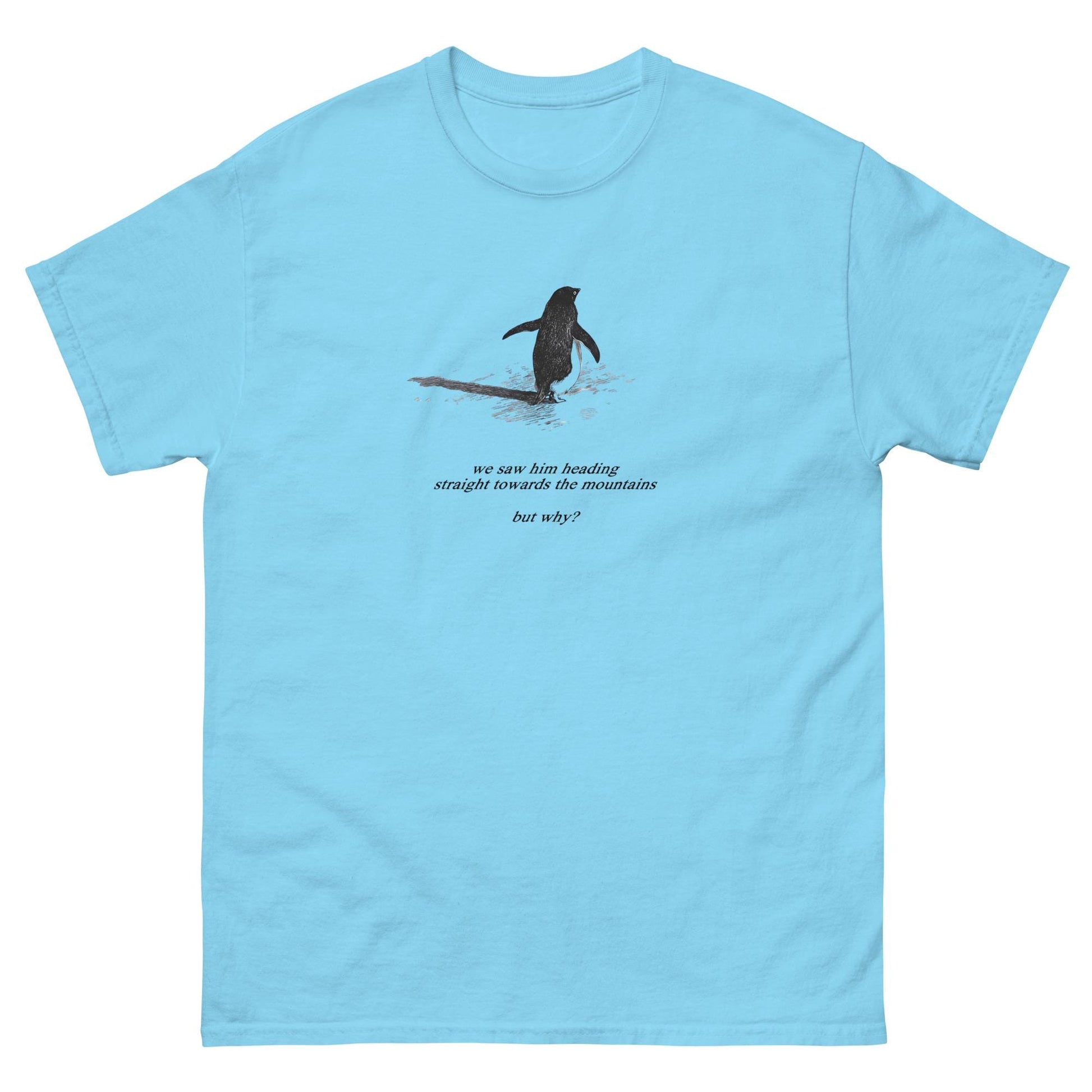 Penguin But Why Meme T-Shirt – Absurd Humor Graphic Tee