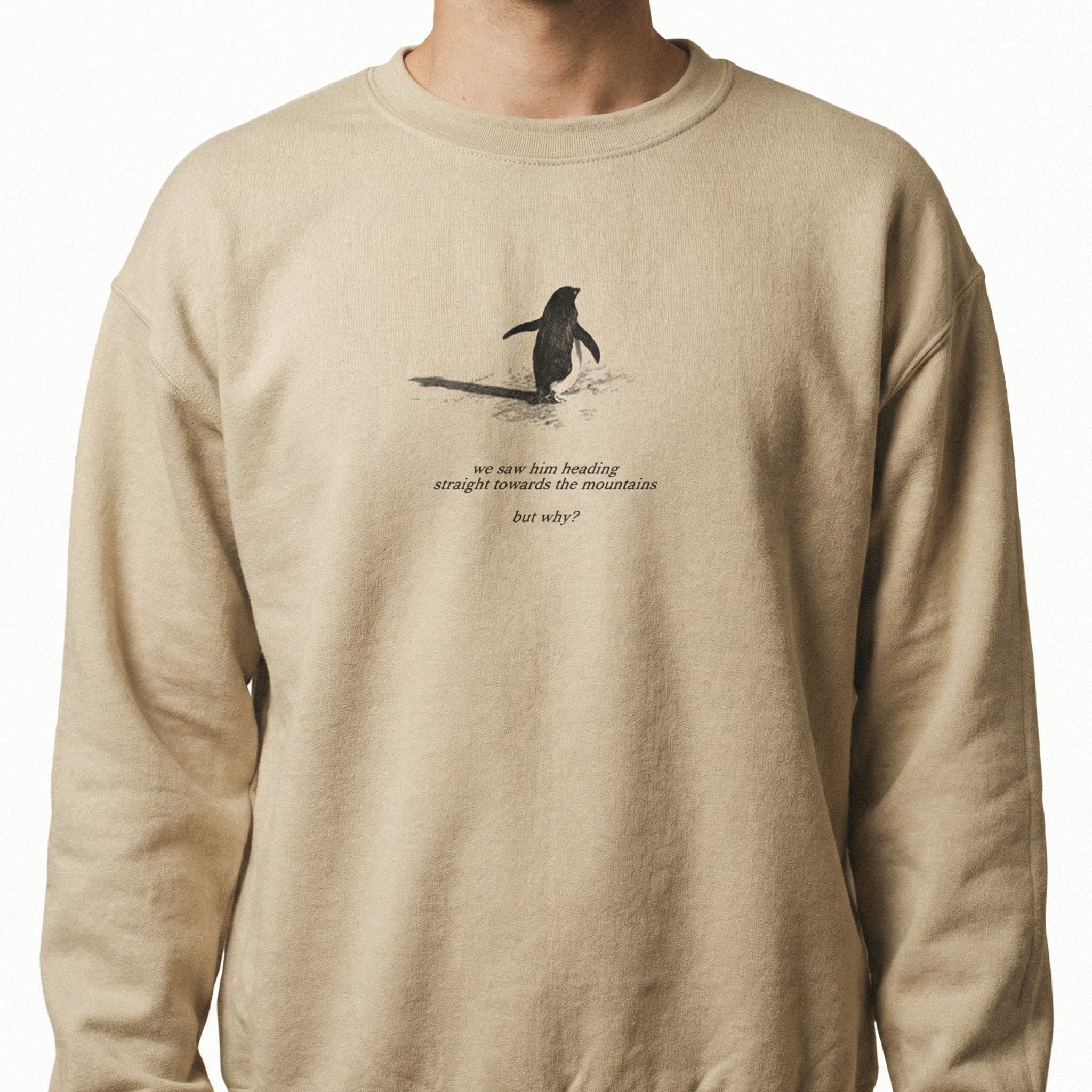 Penguin But Why Meme T-Shirt – Absurd Humor Graphic Tee