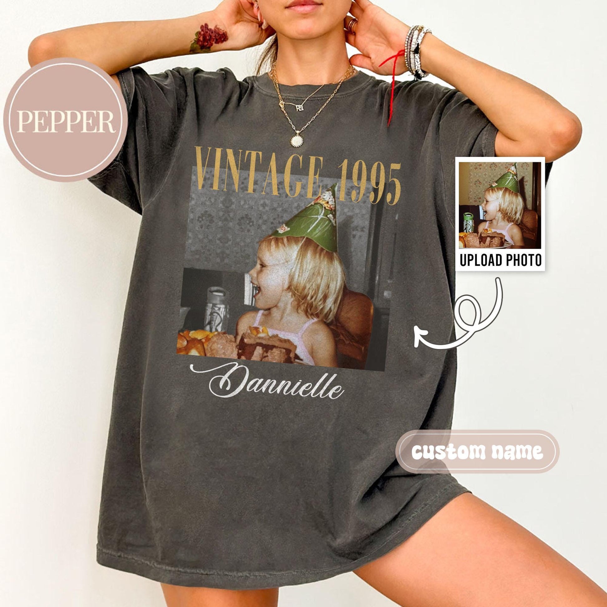 Personalized 30th Birthday Shirt, Custom Photo Vintage Tee, 30th & 40th Birthday Gift, Est. 1995 Shirt