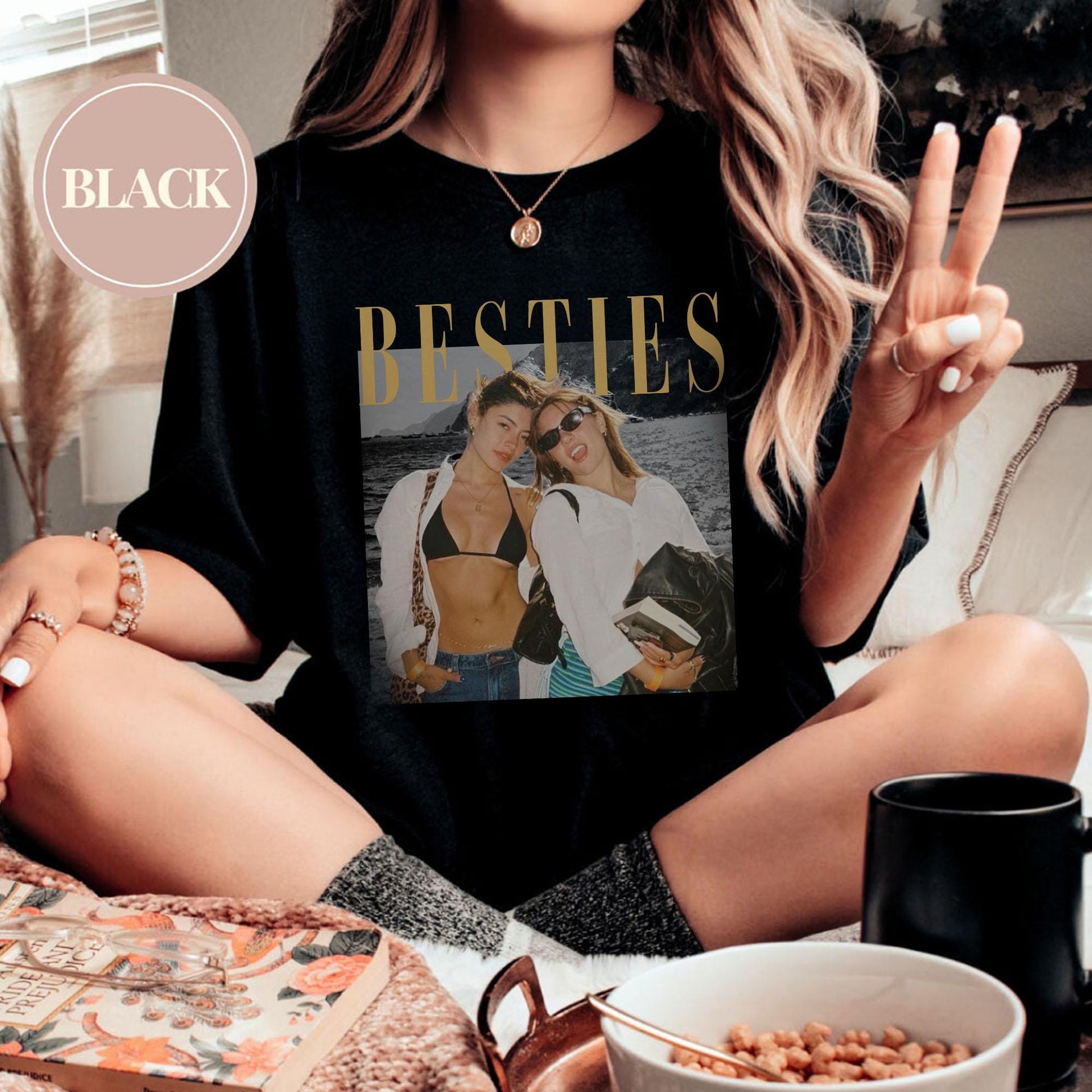 Custom Photo Besties Shirt, Personalized Best Friend Tee, Cute Friendship Gift, BFF Birthday Idea