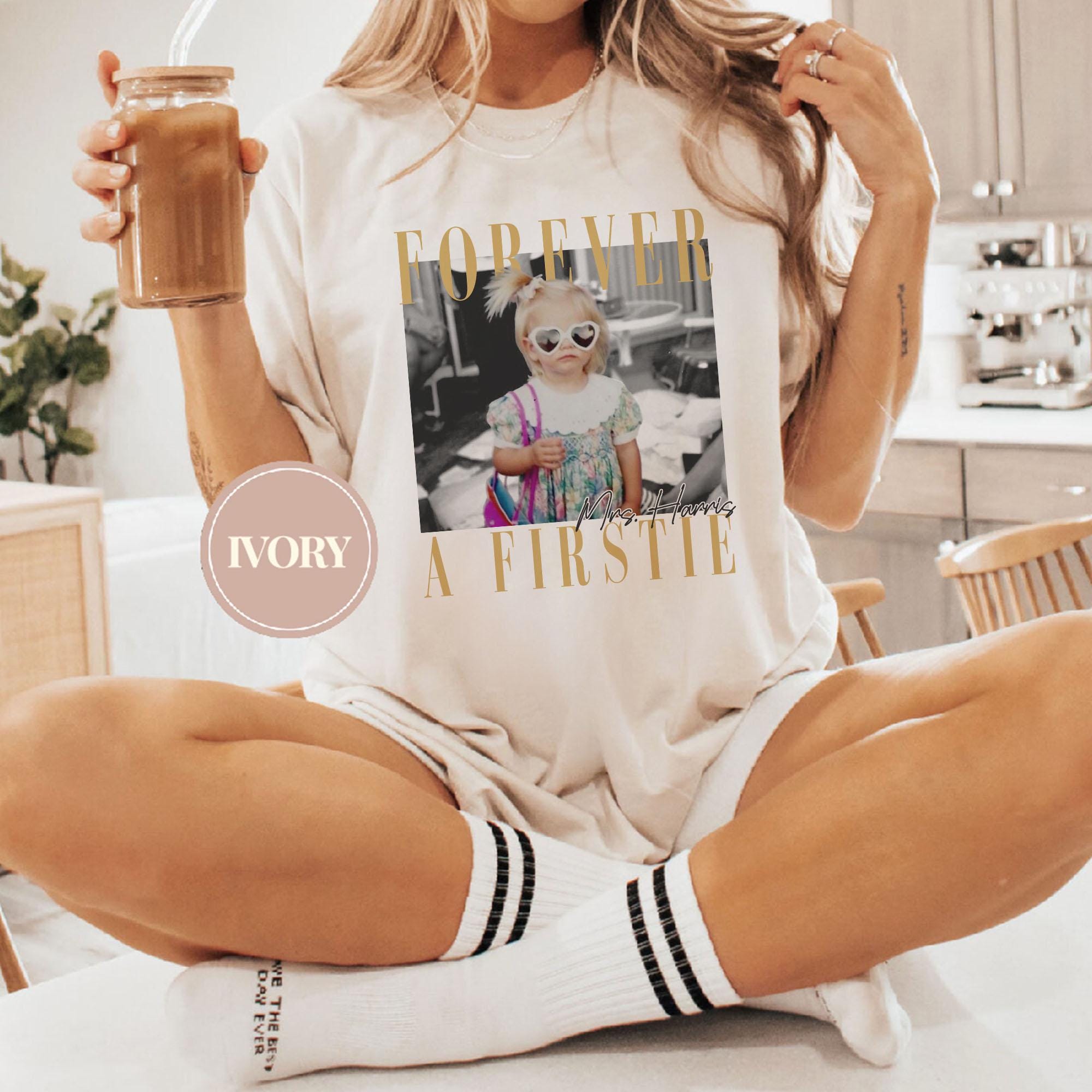 Personalized Forever a Firstie Shirt, Custom Photo First Grade Teacher Tee, 1st Grade Teacher Gift