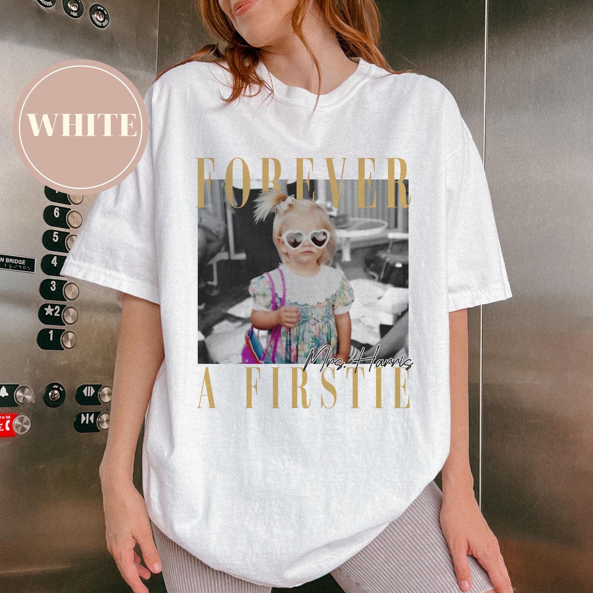 Personalized Forever a Firstie Shirt, Custom Photo First Grade Teacher Tee, 1st Grade Teacher Gift