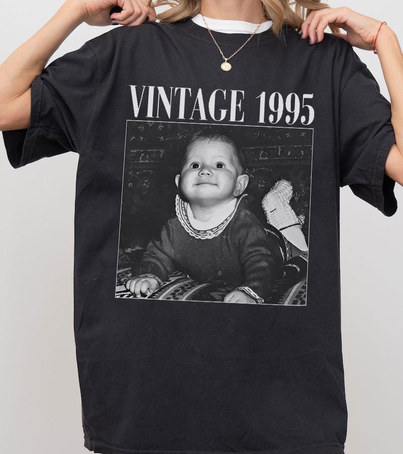 Personalized 30th Birthday Shirt, Custom Photo Vintage 1995 Tee, Unique 30th Birthday Gift