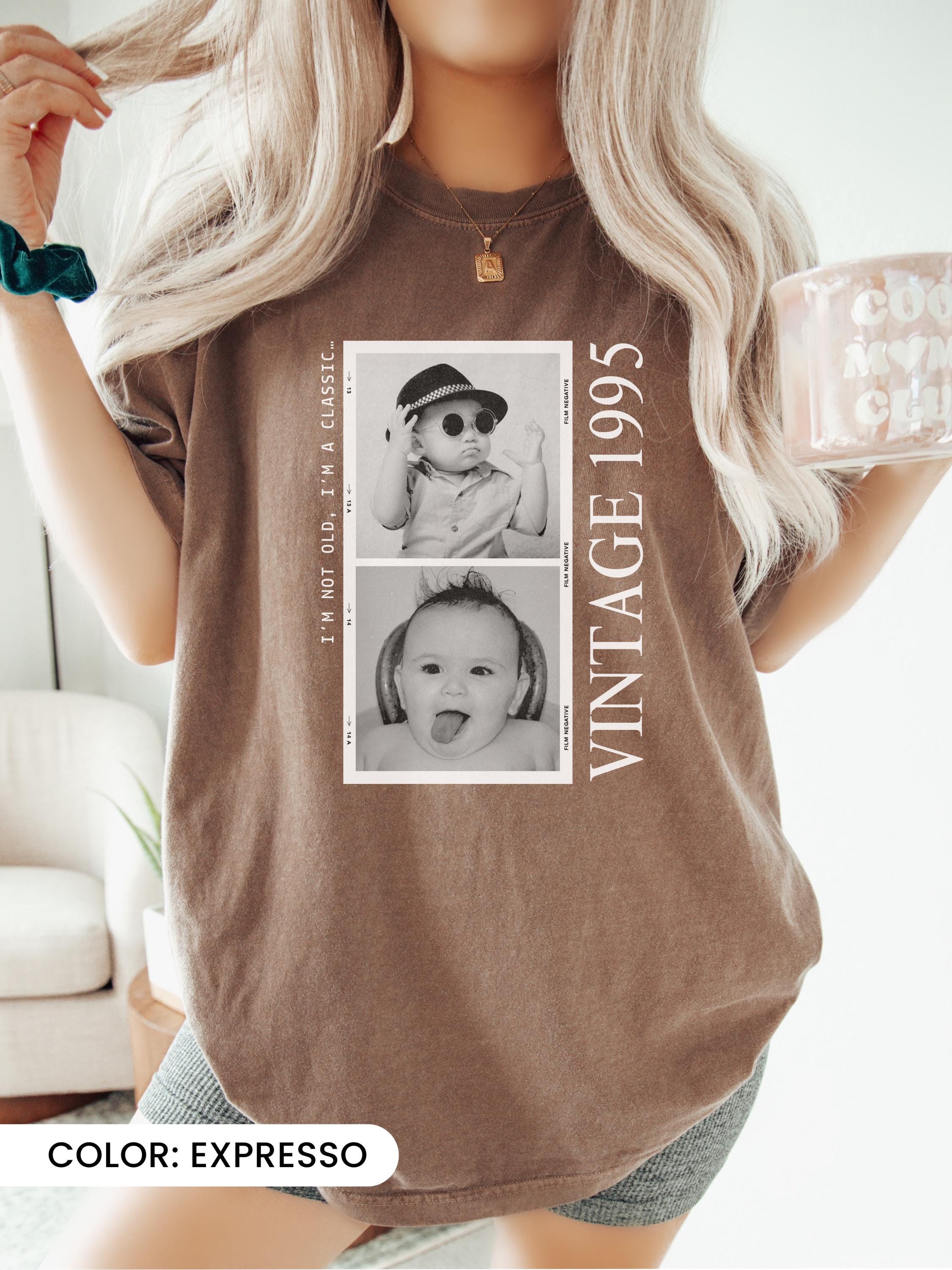 Custom Photo & Year Birthday Shirt, Personalized Vintage 1995 Tee, Unique 30th & 40th Birthday Gift