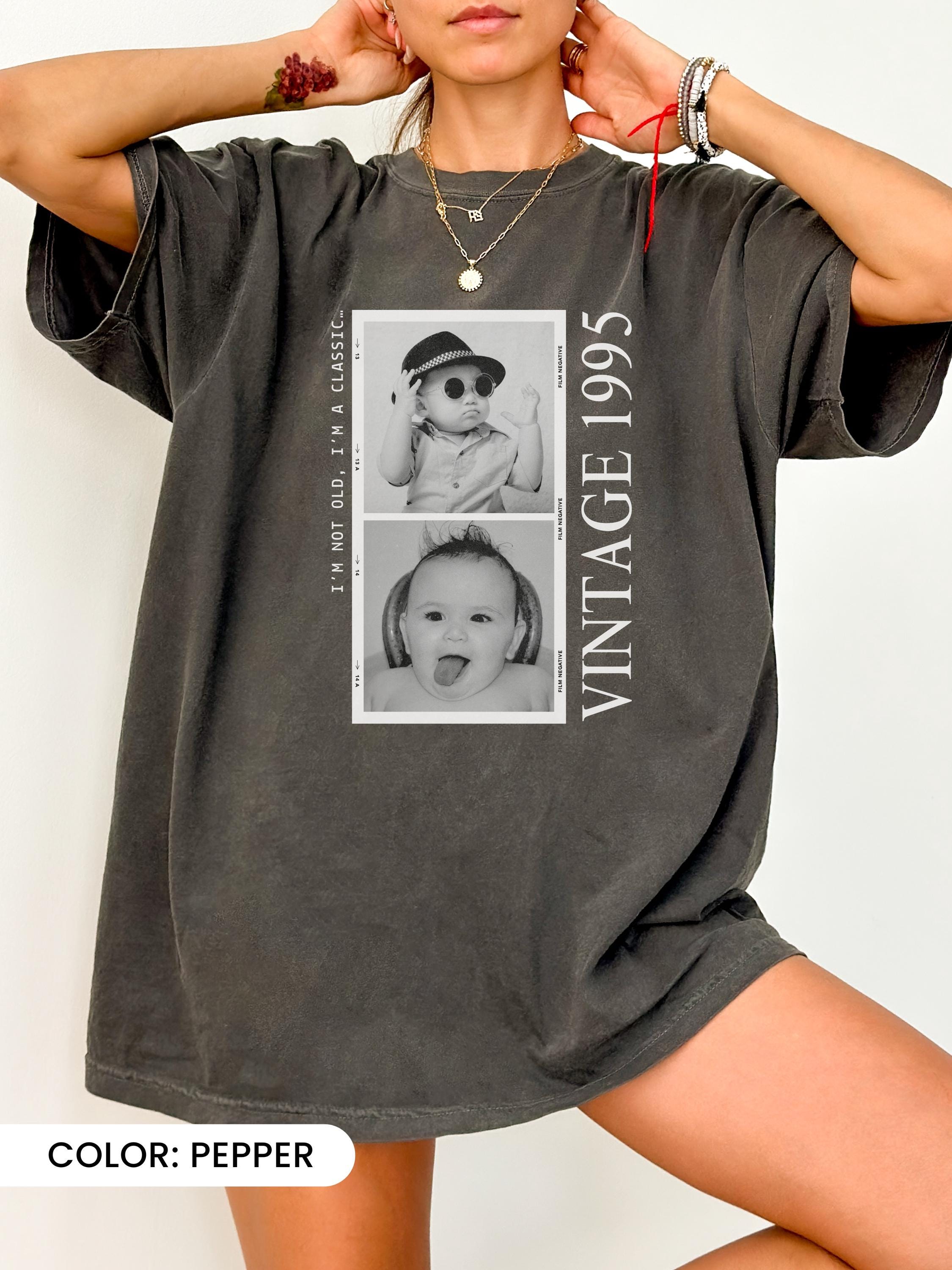 Custom Photo & Year Birthday Shirt, Personalized Vintage 1995 Tee, Unique 30th & 40th Birthday Gift