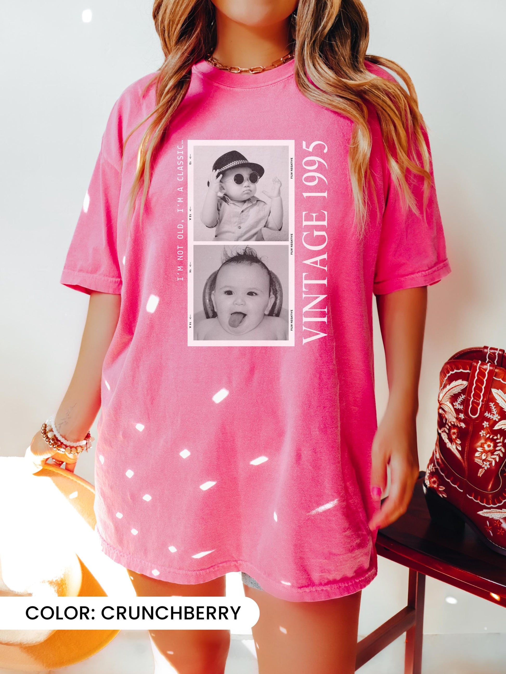 Custom Photo & Year Birthday Shirt, Personalized Vintage 1995 Tee, Unique 30th & 40th Birthday Gift