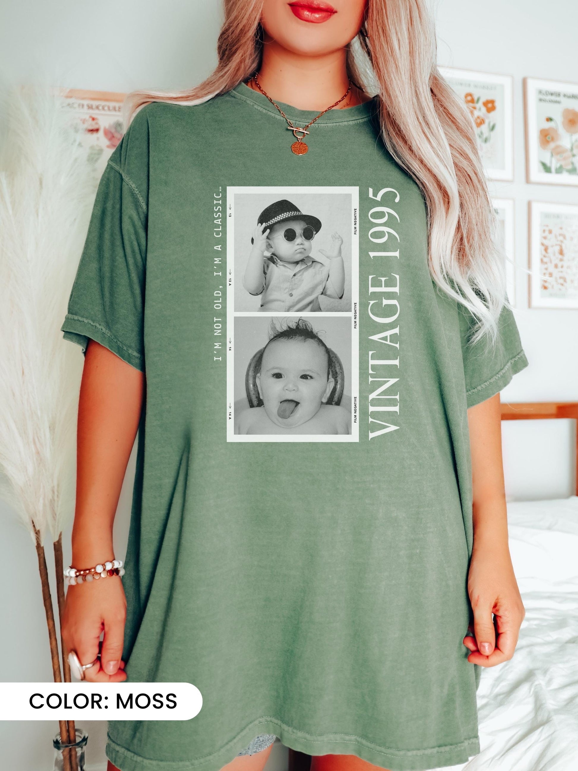 Custom Photo & Year Birthday Shirt, Personalized Vintage 1995 Tee, Unique 30th & 40th Birthday Gift
