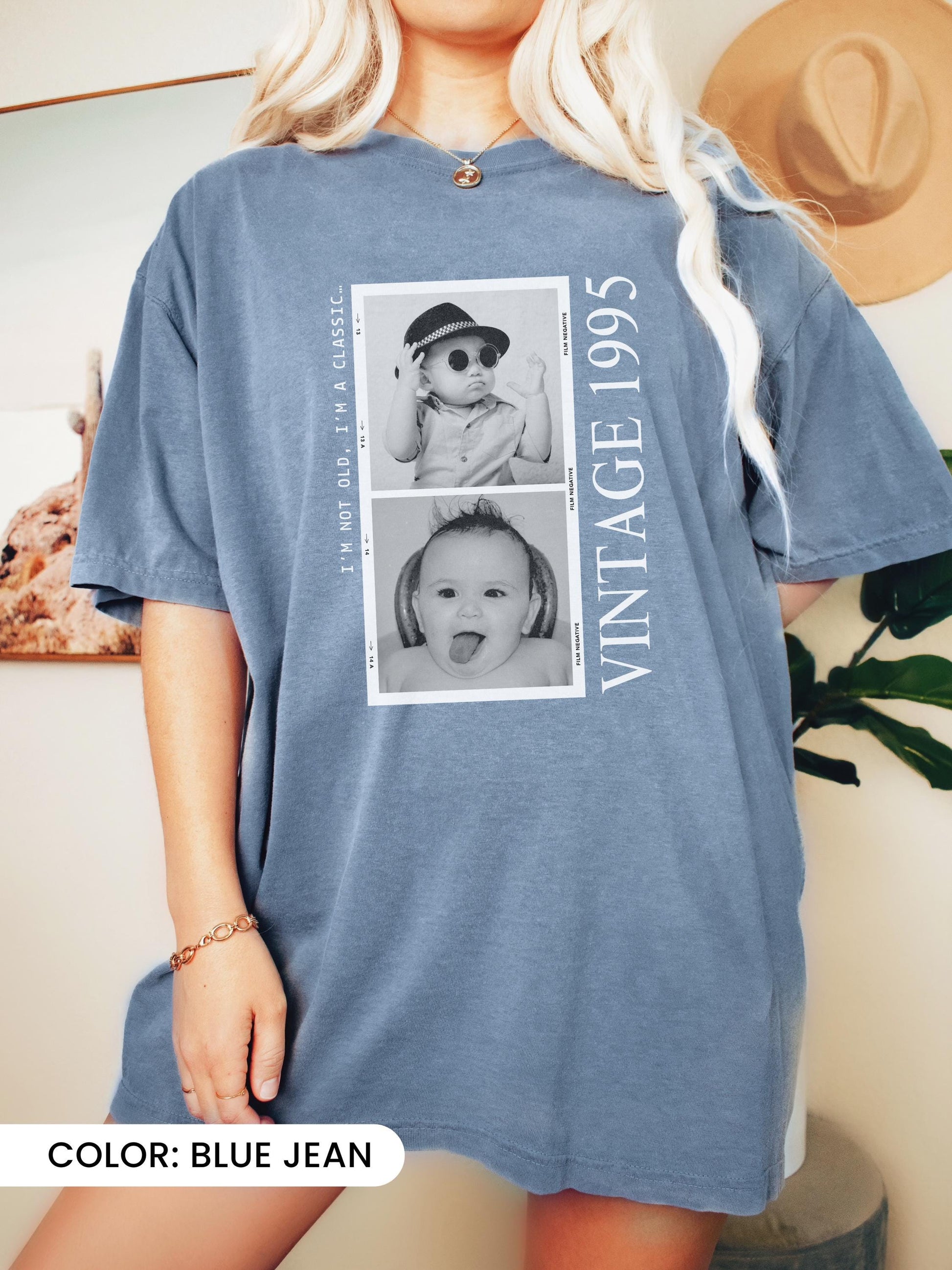 Custom Photo & Year Birthday Shirt, Personalized Vintage 1995 Tee, Unique 30th & 40th Birthday Gift