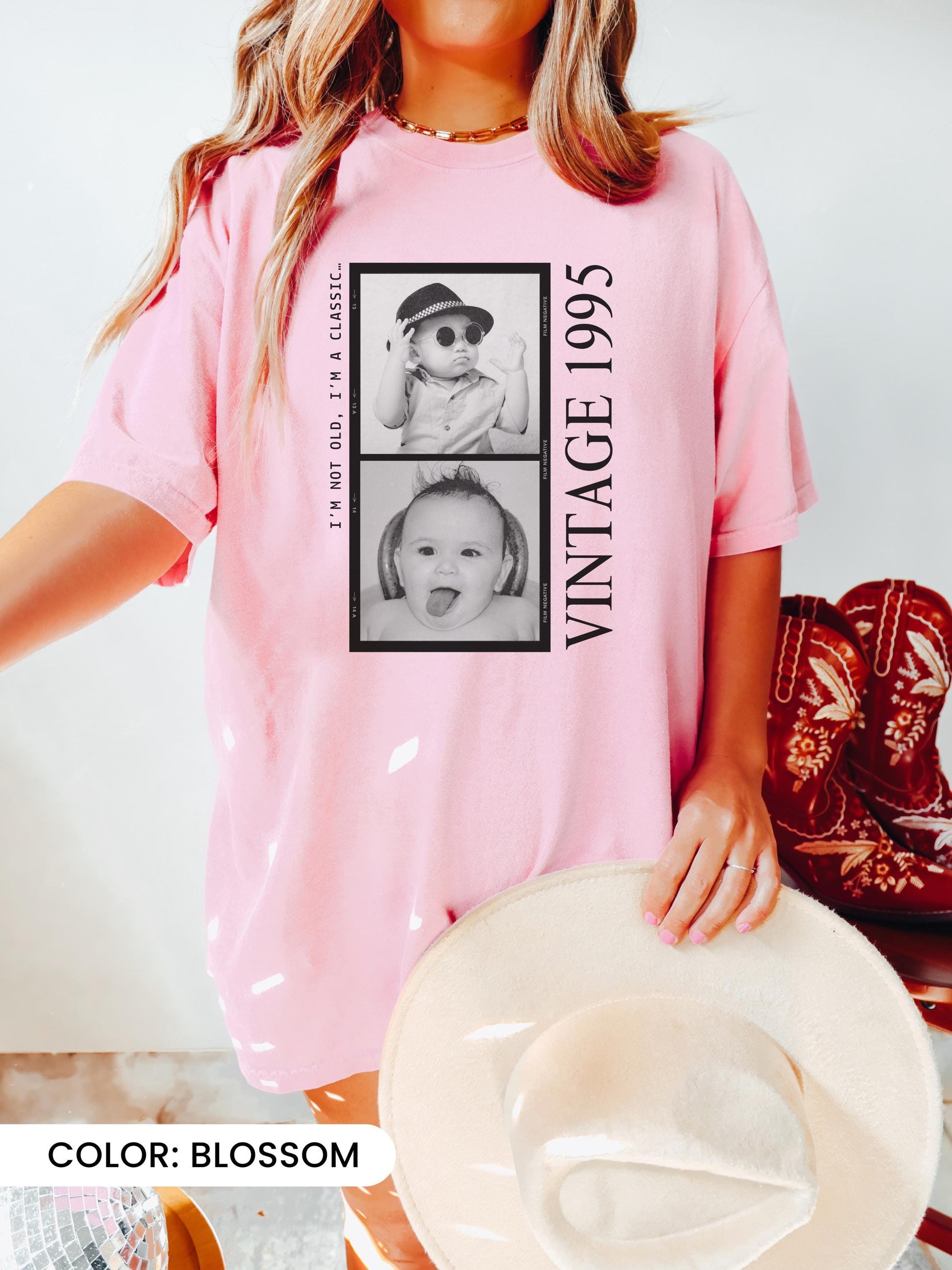 Custom Photo & Year Birthday Shirt, Personalized Vintage 1995 Tee, Unique 30th & 40th Birthday Gift