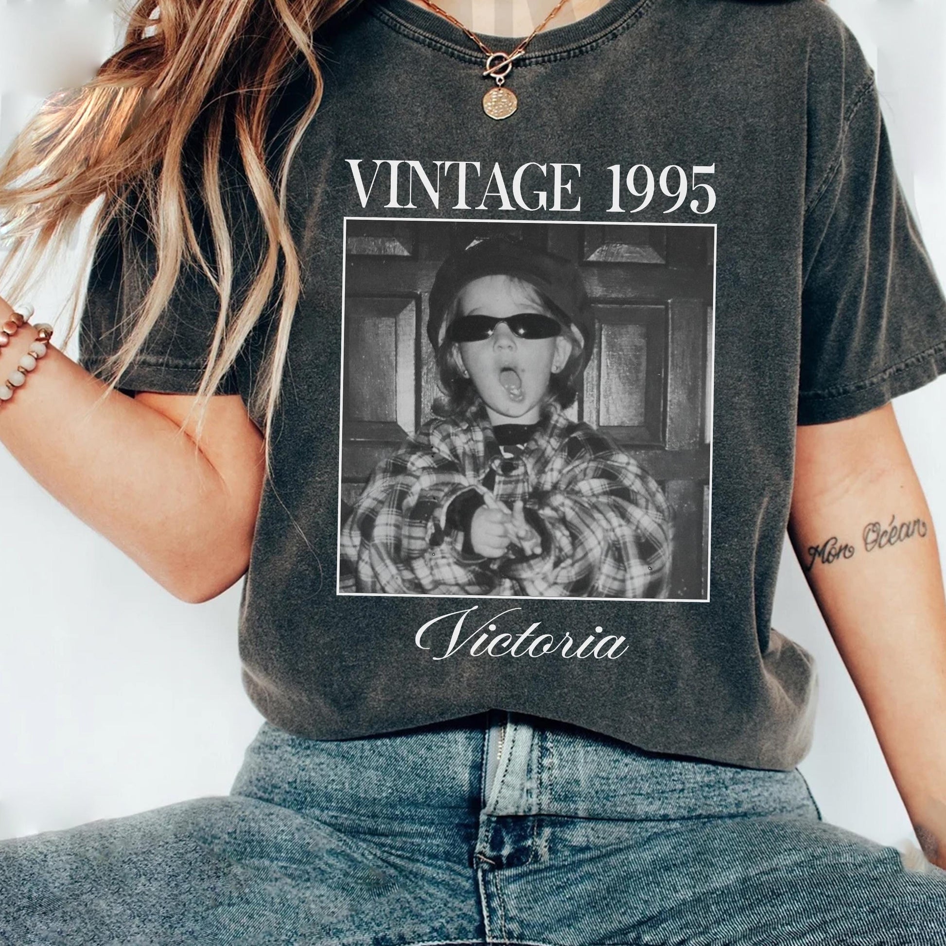 Personalized Birthday Photo Shirt, Custom Vintage Year Tee, 1995 or 1985 Shirt, Unique 40th Birthday Gift