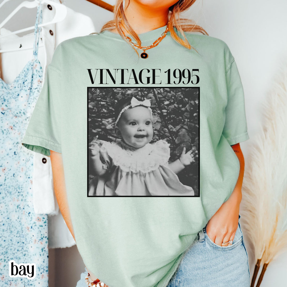 Personalized Birthday Photo Shirt, Custom Year Vintage Tee, Unique 30th & 40th Birthday Gift, 1995 Shirt
